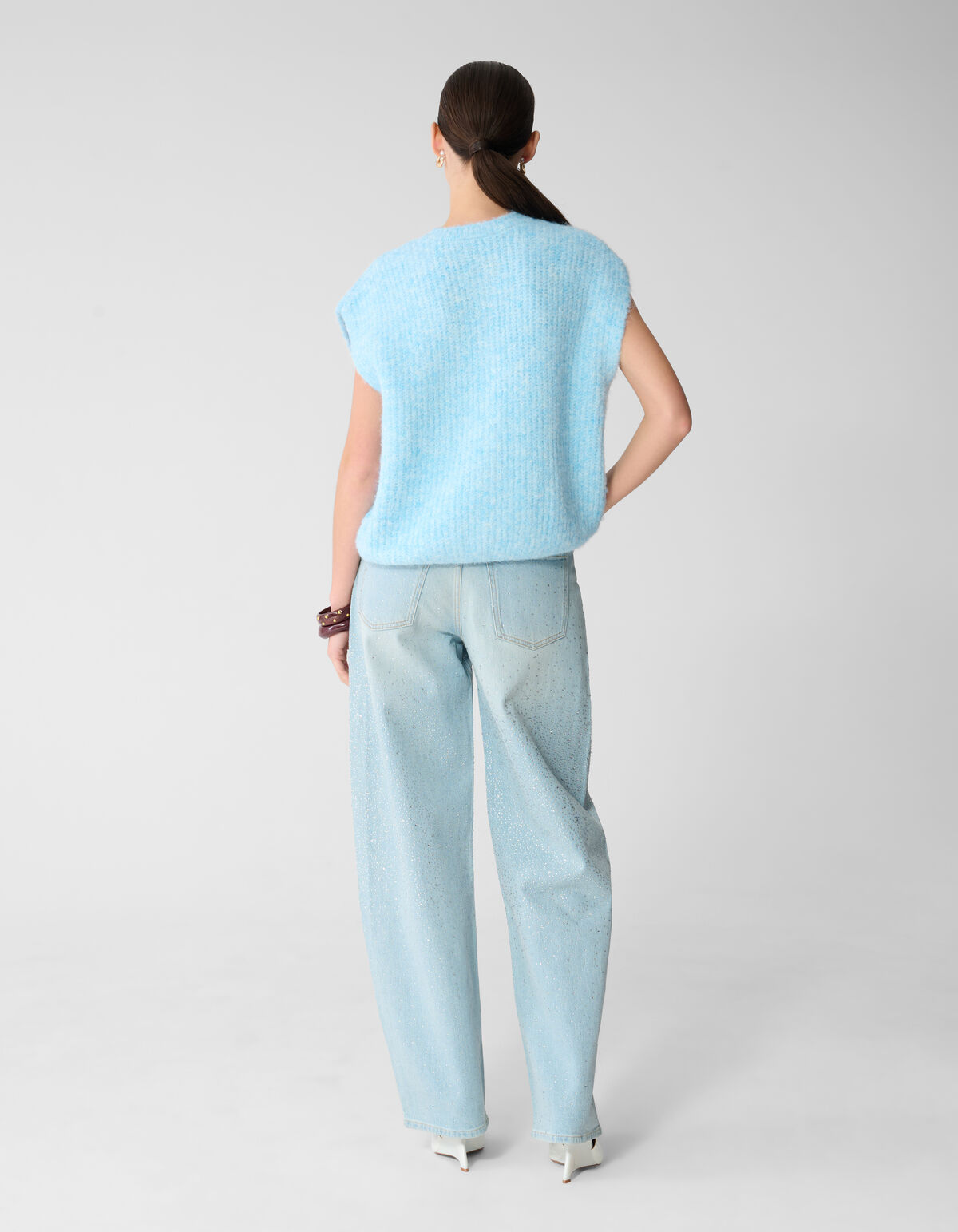 Strass-Wasserfall-Jeans mit Barrel-Passform, geble SHOEBY WOMEN