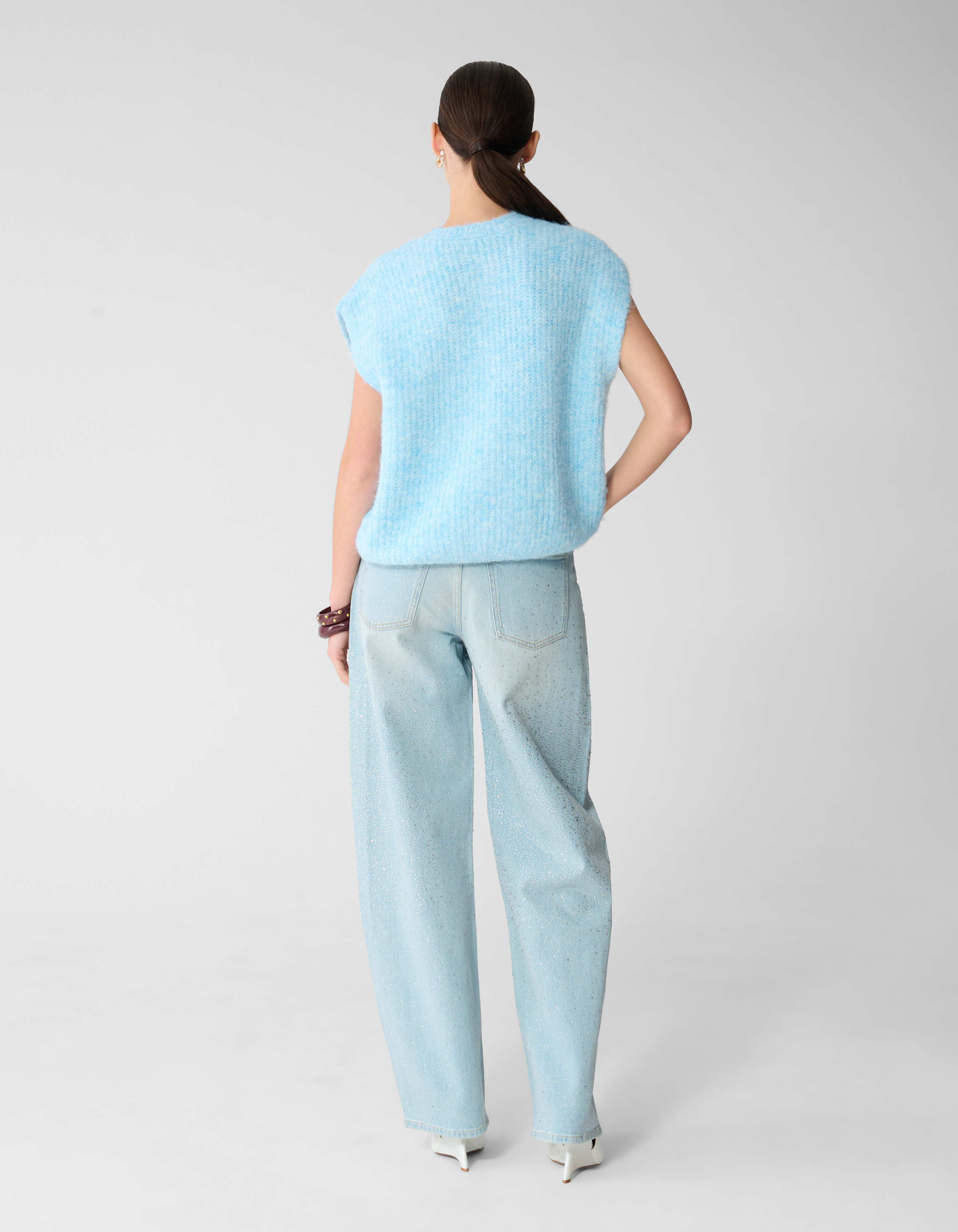 Strass-Wasserfall-Jeans mit Barrel-Passform, geble SHOEBY WOMEN