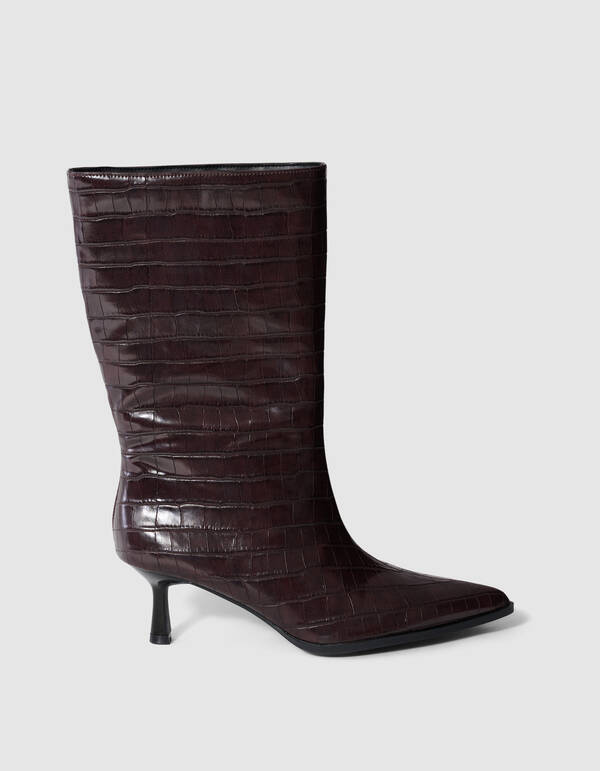 Croco Lackstiefel Dunkelbraun SHOEBY SHOES