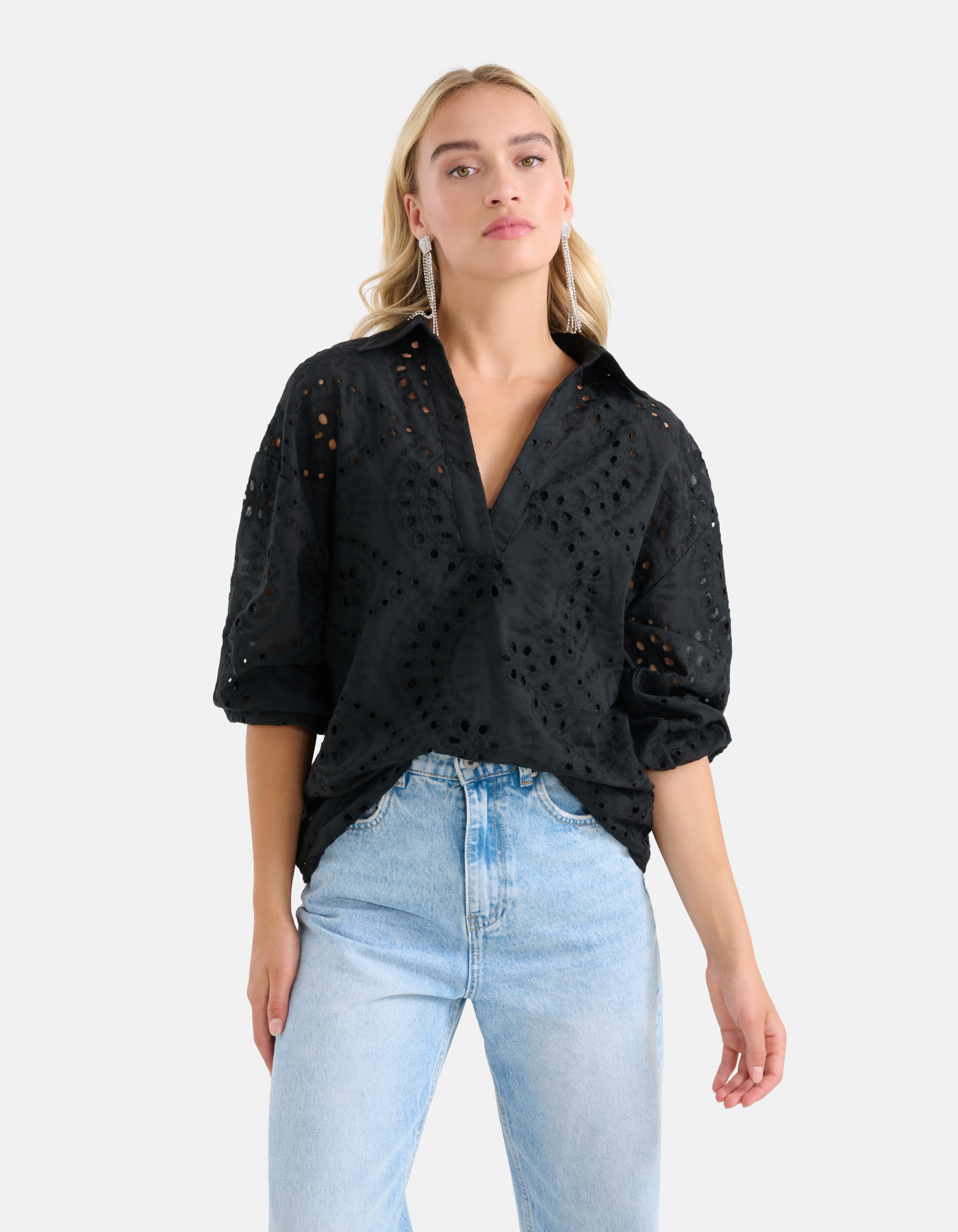 Broderie Blouse Zwart SHOEBY WOMEN