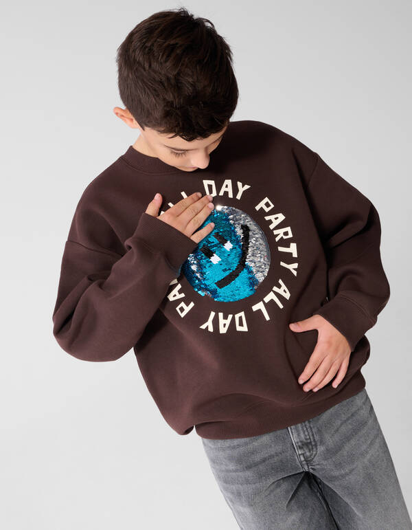 Party Smiley Sweatshirt Dunkelbraun SHOEBY BOYS