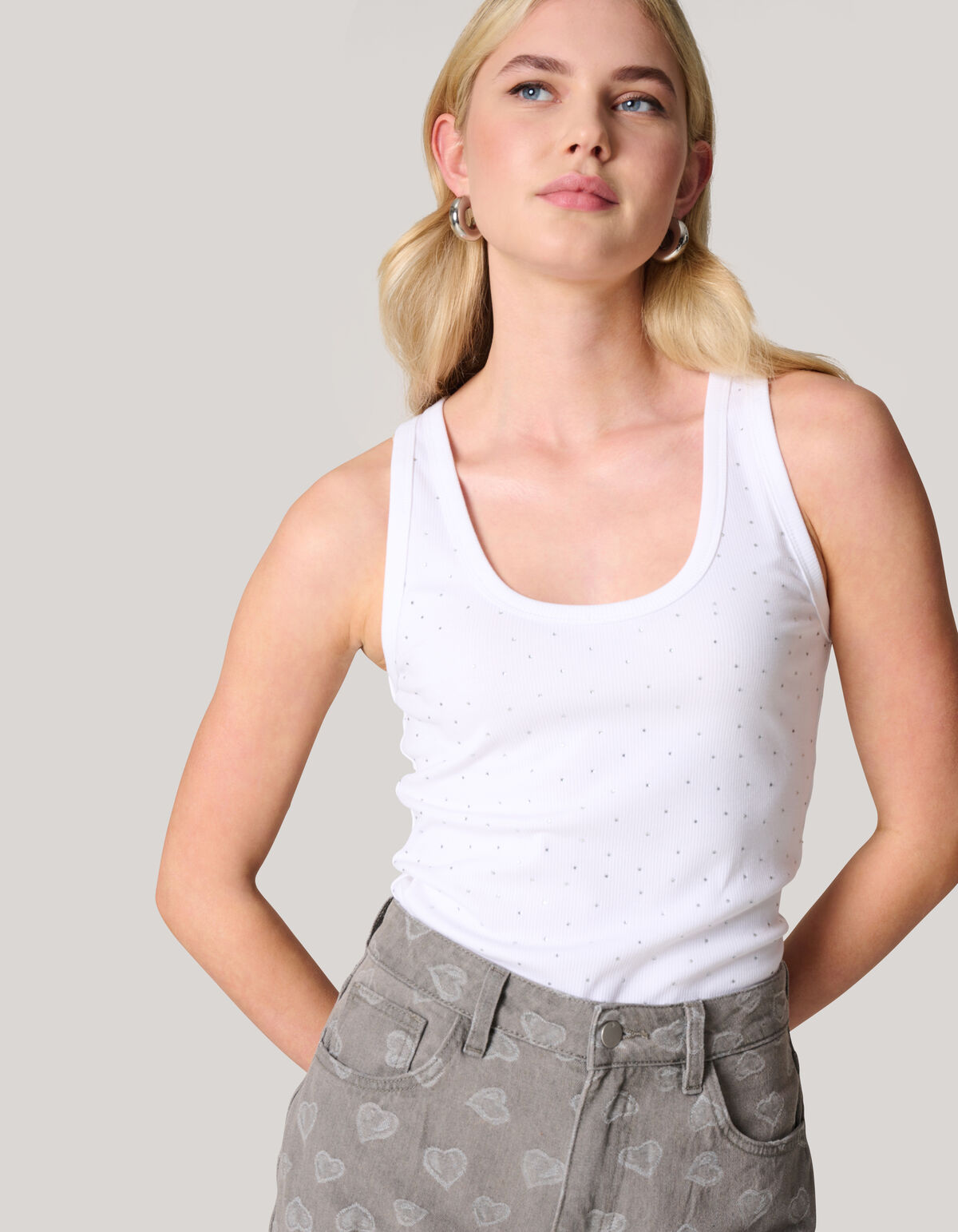 Strass Singlet Wit SHOEBY WOMEN