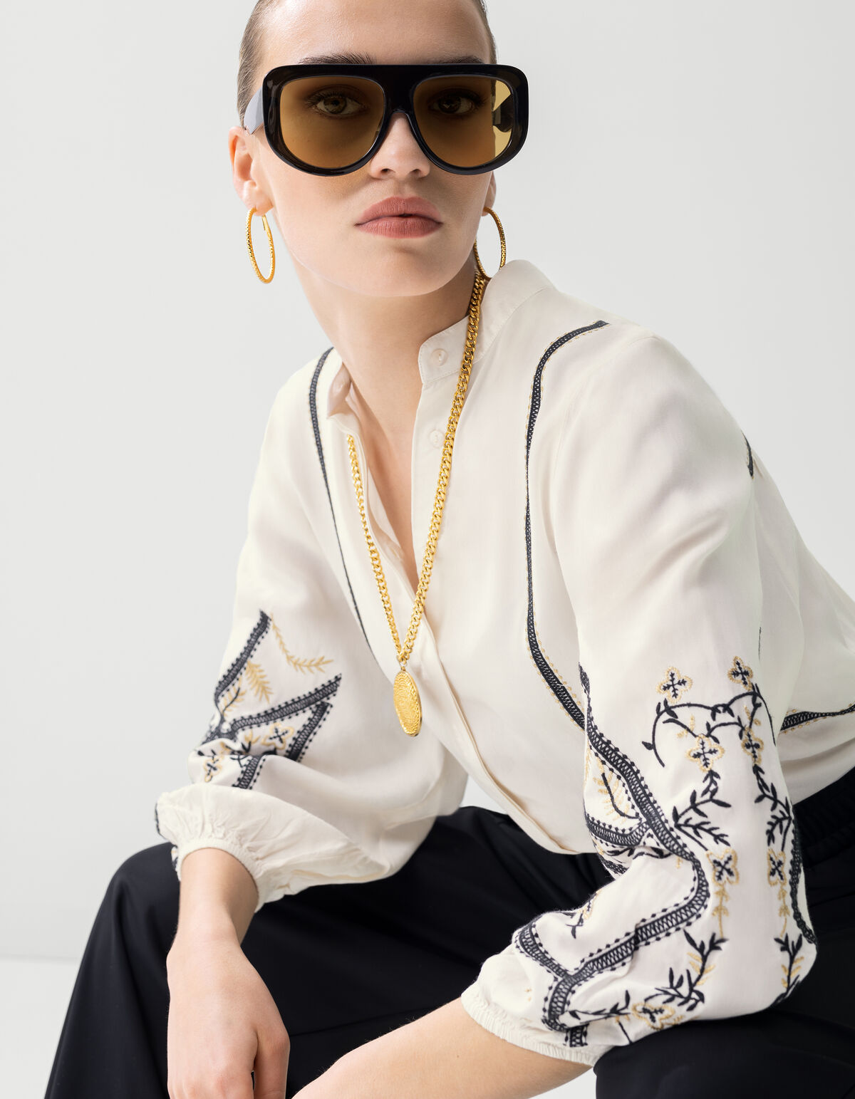 Stickerei Bluse Off White SHOEBY WOMEN
