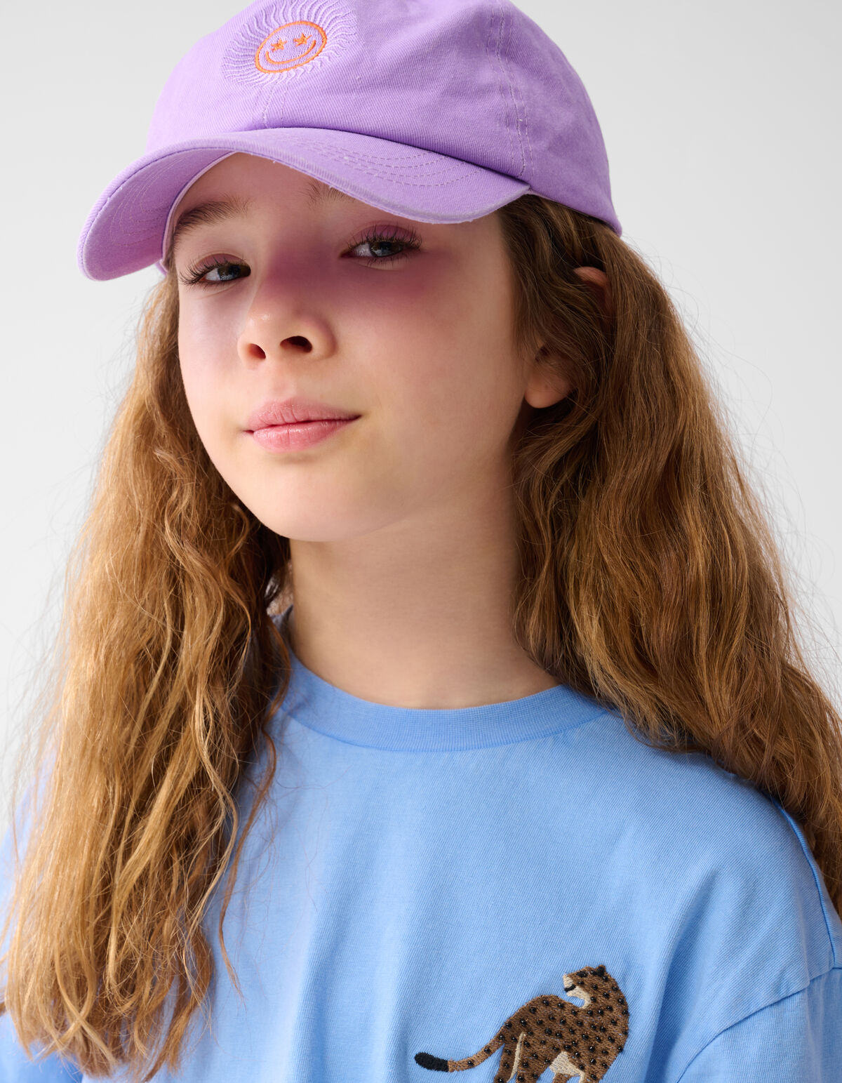 Leopard Embroidery T-shirt Light Blue von Lizzy SHOEBY GIRLS