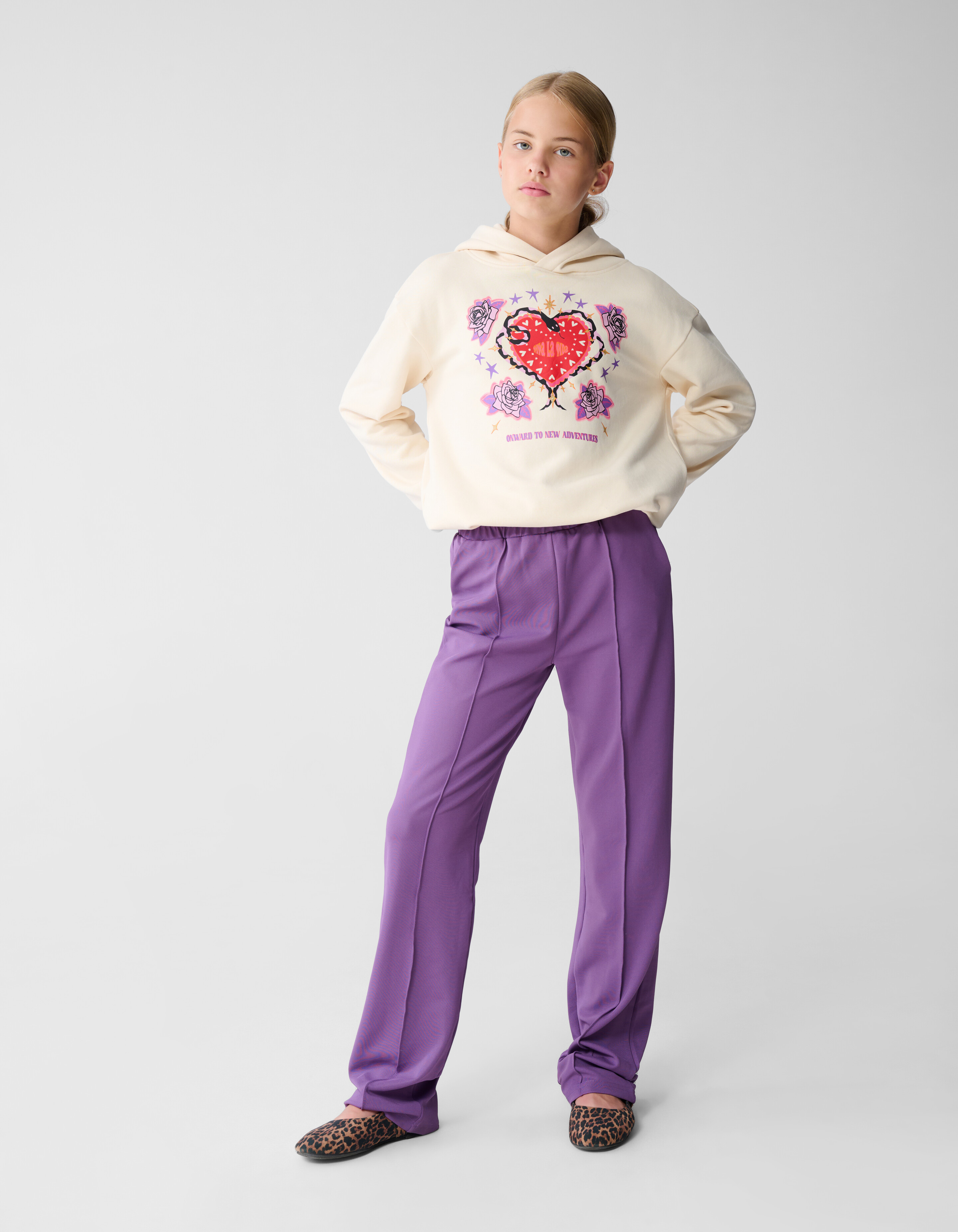Basis Wide Leg Broek Paars SHOEBY GIRLS