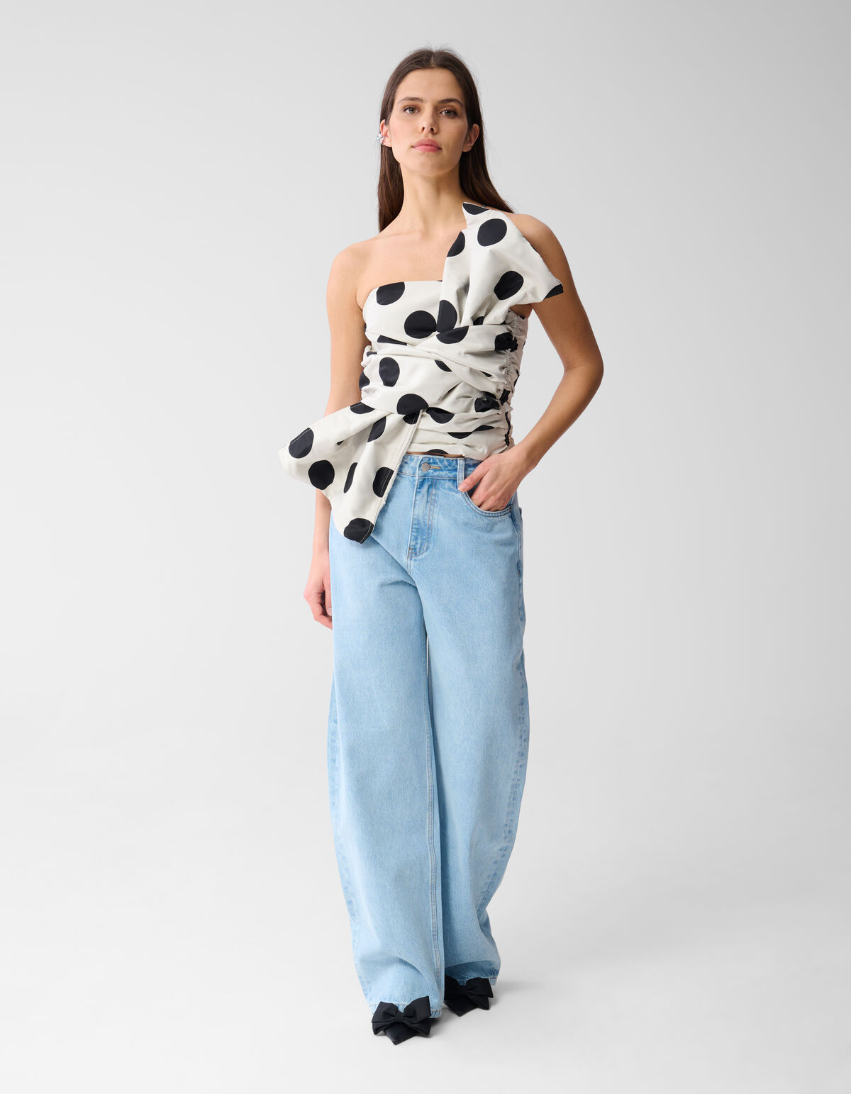 Schleifen-Top Schwarz/Weiß von Monica SHOEBY WOMEN