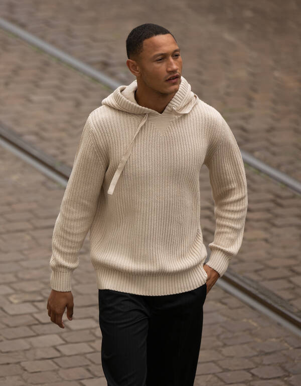 Strick-Hoodie in Off White SHOEBY MEN