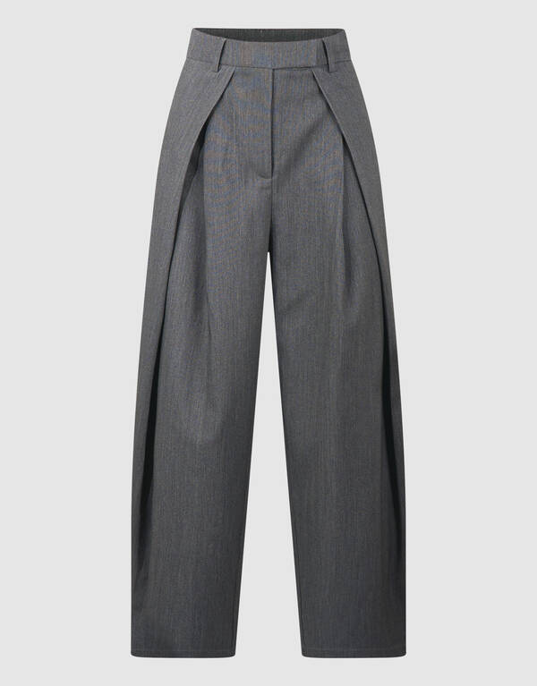 Pleated Flap Wide Leg Hose Grau SHOEBY WOMEN