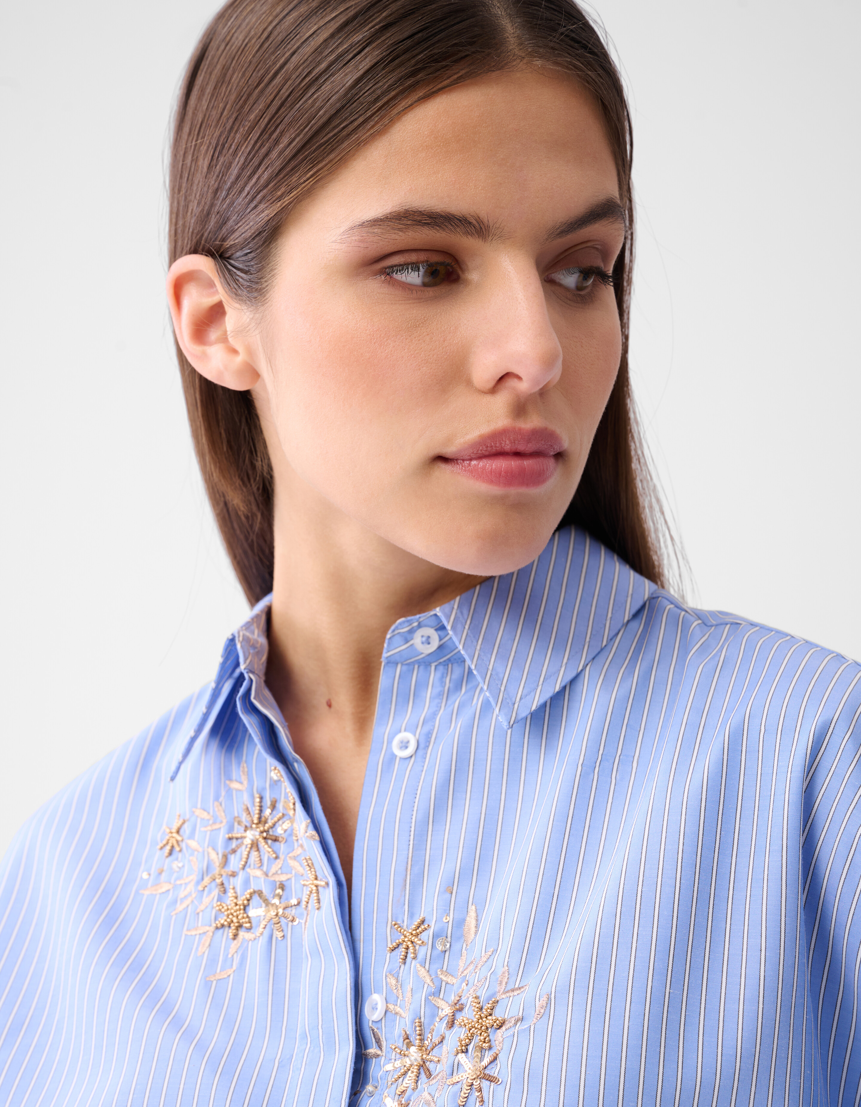 Nadelstreifen-Stickerei Bluse Blau von Mieke SHOEBY WOMEN