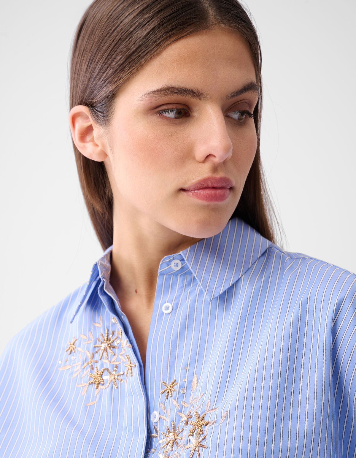 Nadelstreifen-Stickerei Bluse Blau von Mieke SHOEBY WOMEN