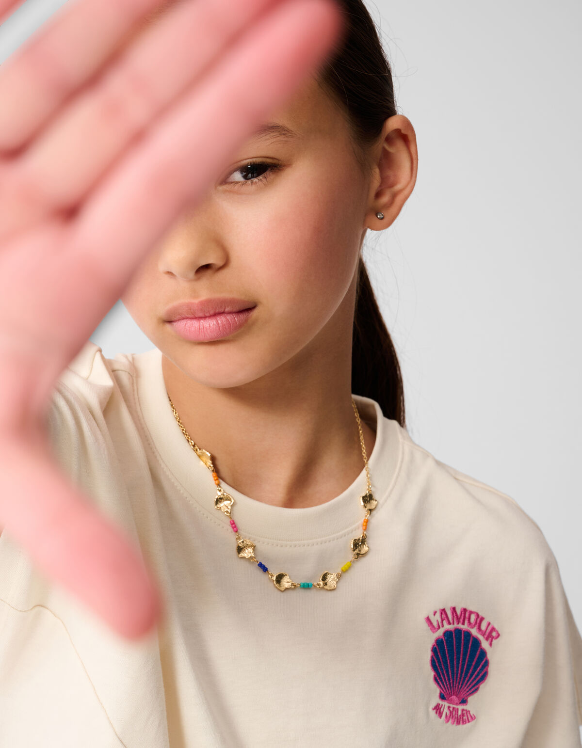 Muschel Revers Top Off White SHOEBY GIRLS