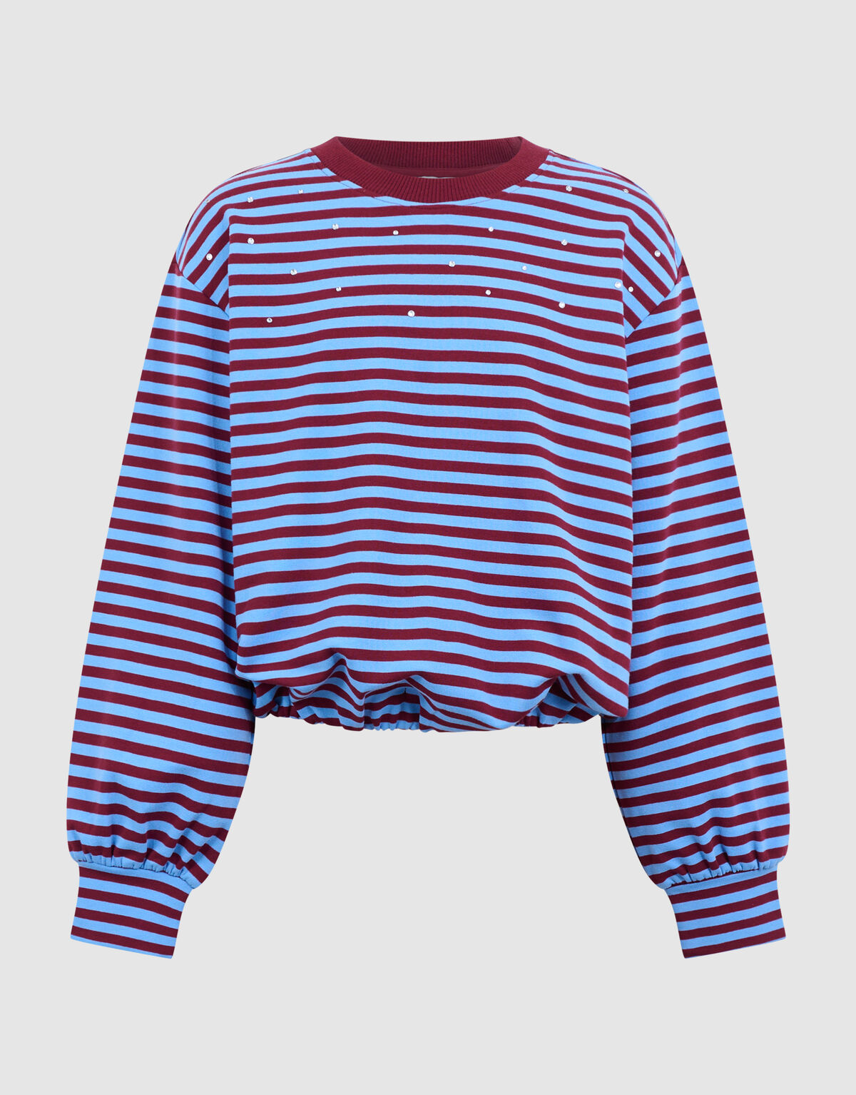 Gestreifter Ballon-Pullover Dunkelrot/Blau SHOEBY GIRLS