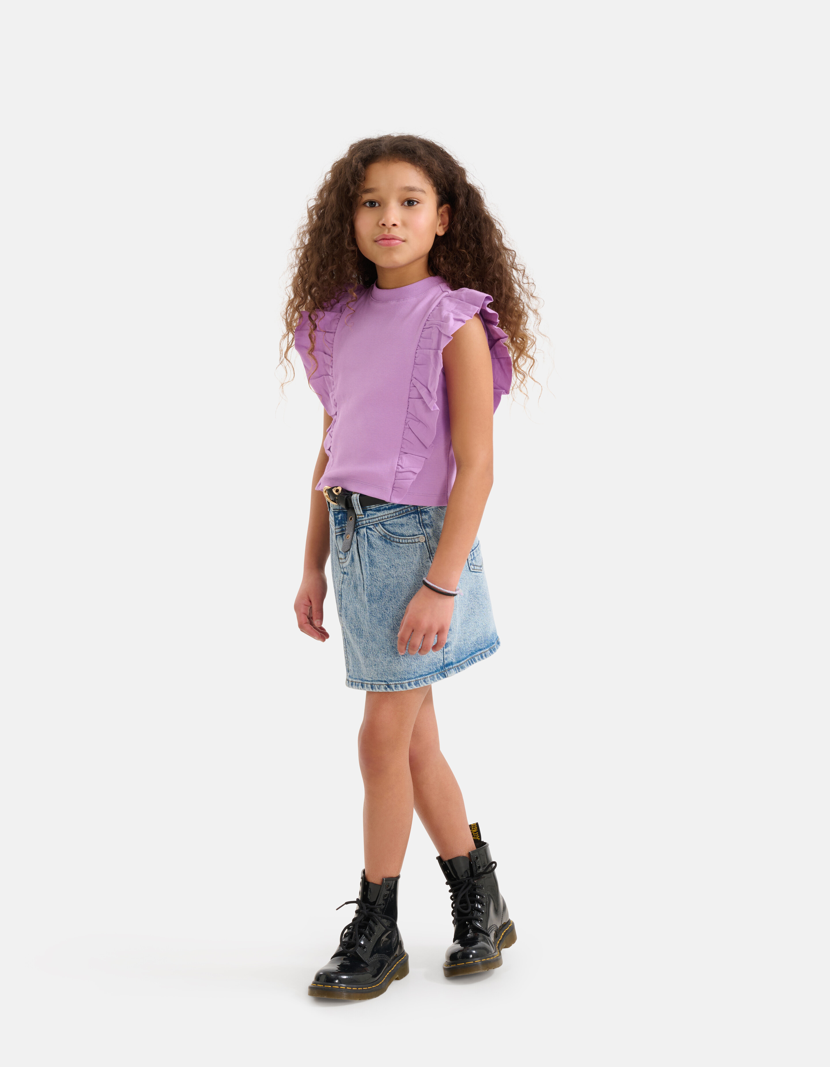 Geplooide Denim Rok Mediumstone SHOEBY GIRLS