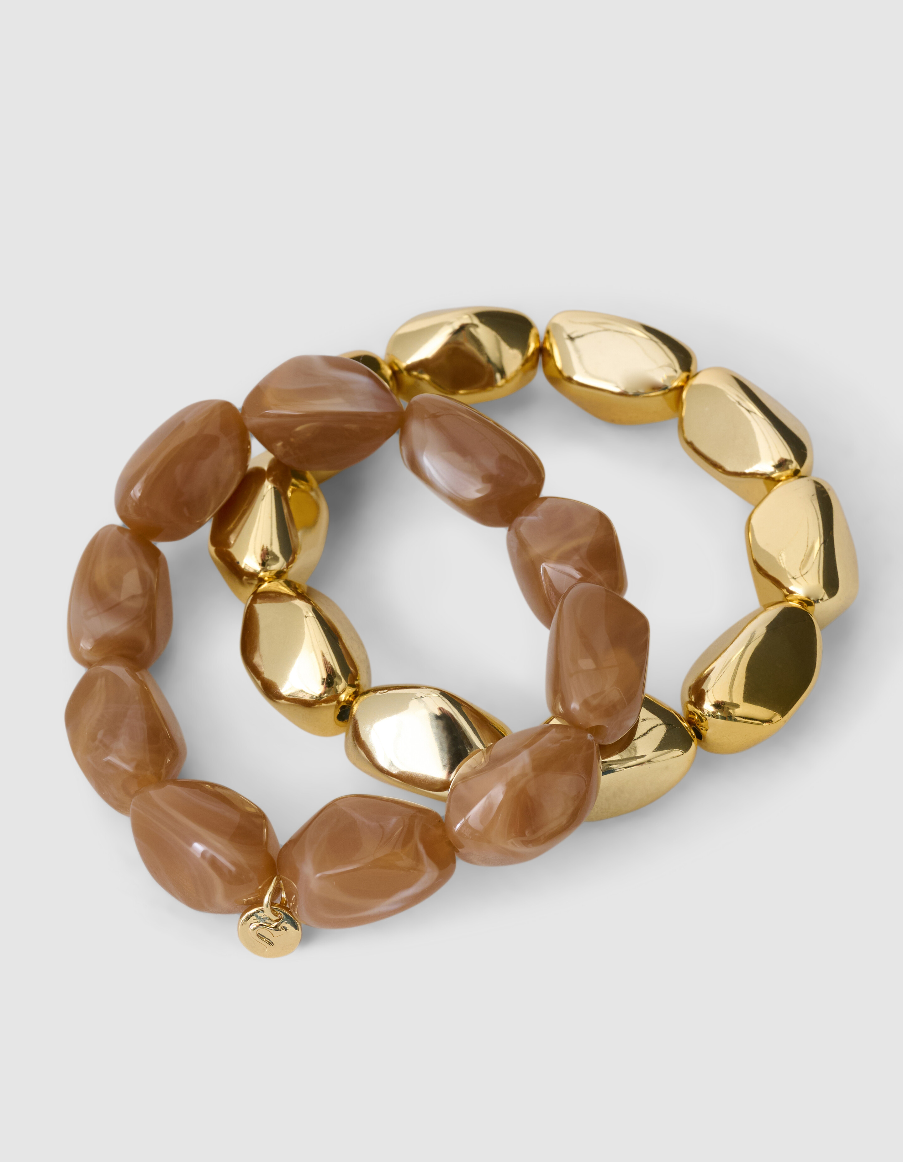 Perlenarmband-Set Braun/Gold SHOEBY ACCESSOIRES