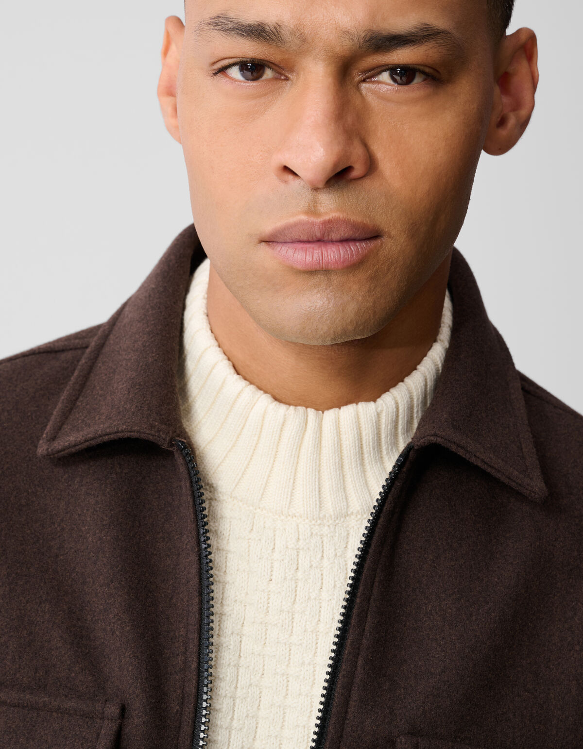 Soft Zip Overshirt Dunkelbraun SHOEBY MEN
