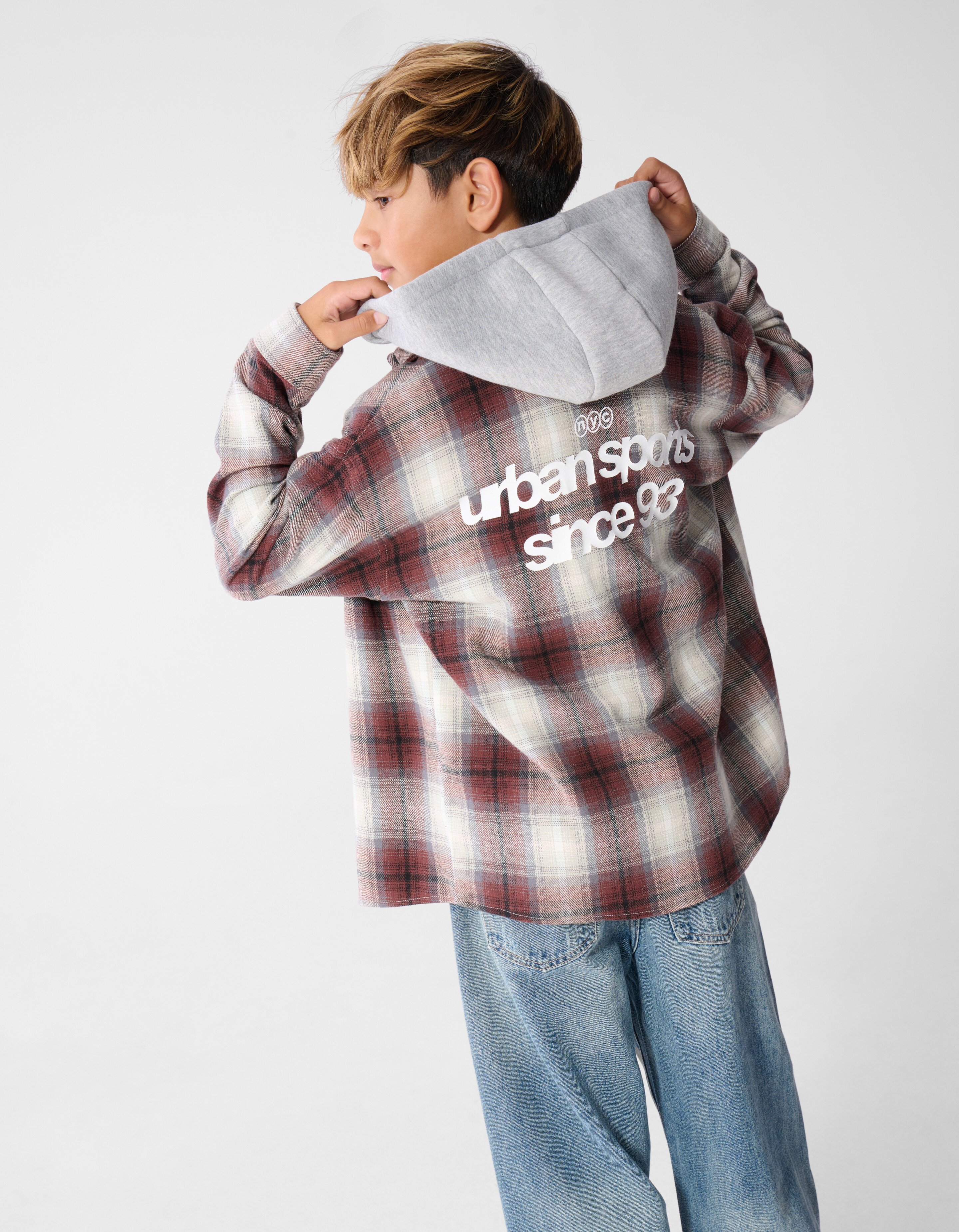Relaxed Hooded Kariertes Hemd braun SHOEBY BOYS
