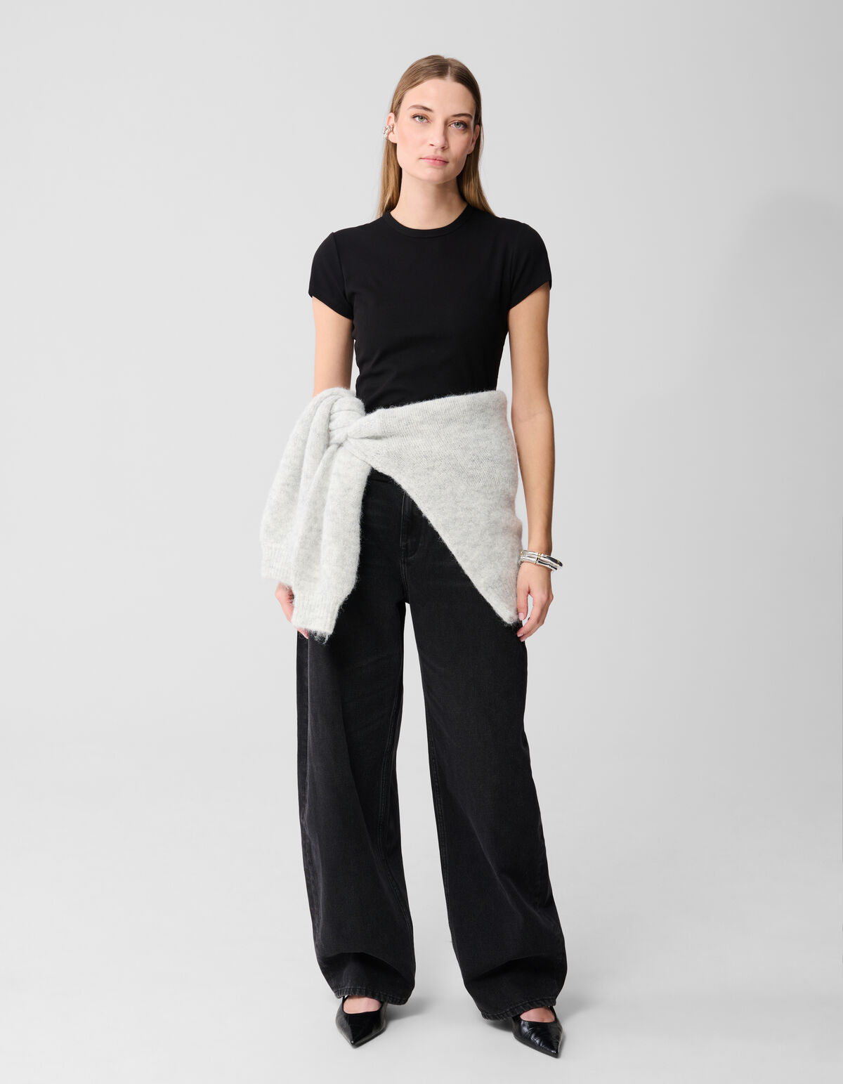 Schwarz geripptes T-Shirt SHOEBY WOMEN