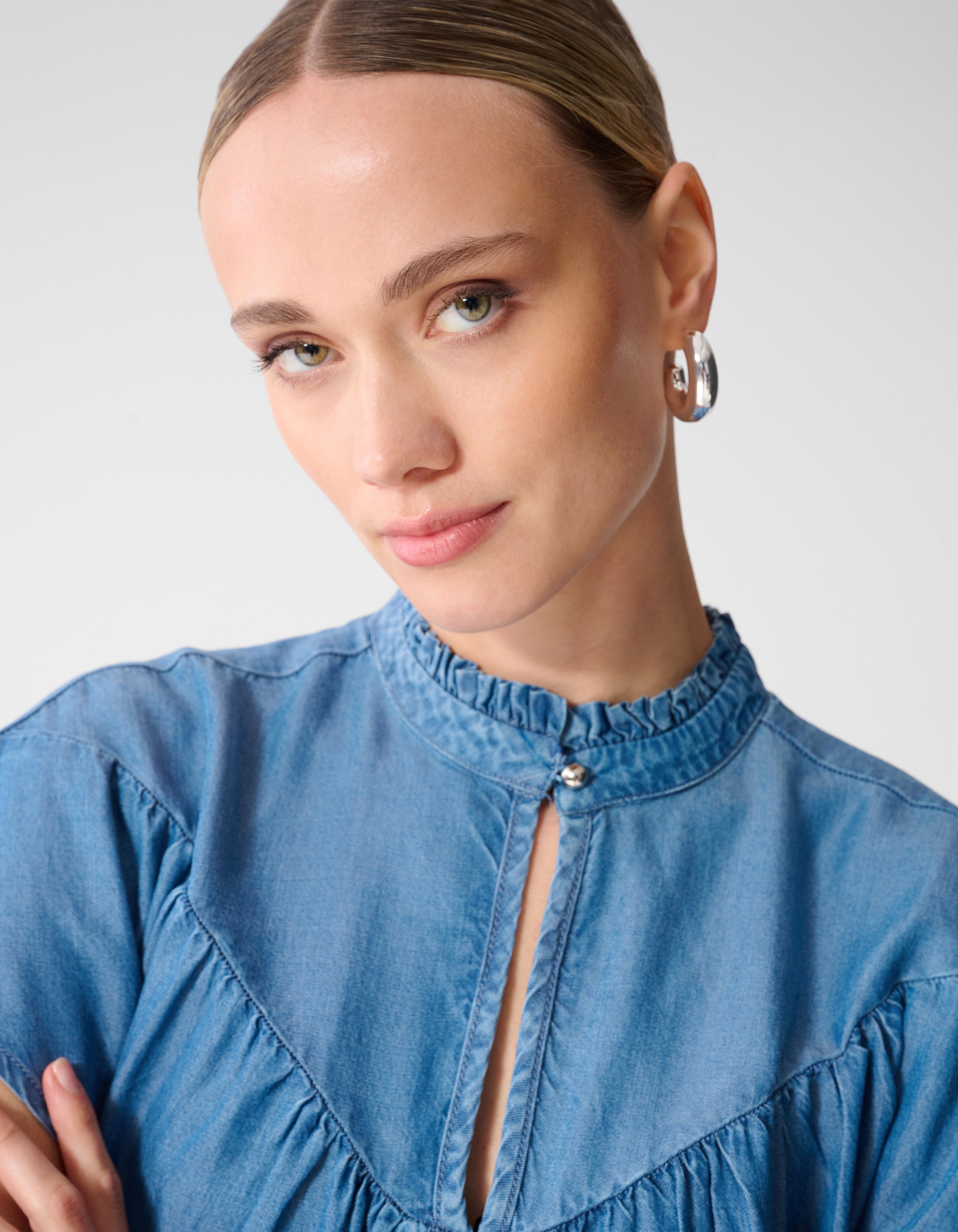 Stud Denim R&uuml;schenoberteil Blau SHOEBY WOMEN