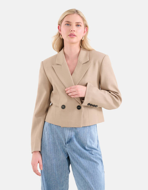 Cropped Blazer Beige SHOEBY WOMEN