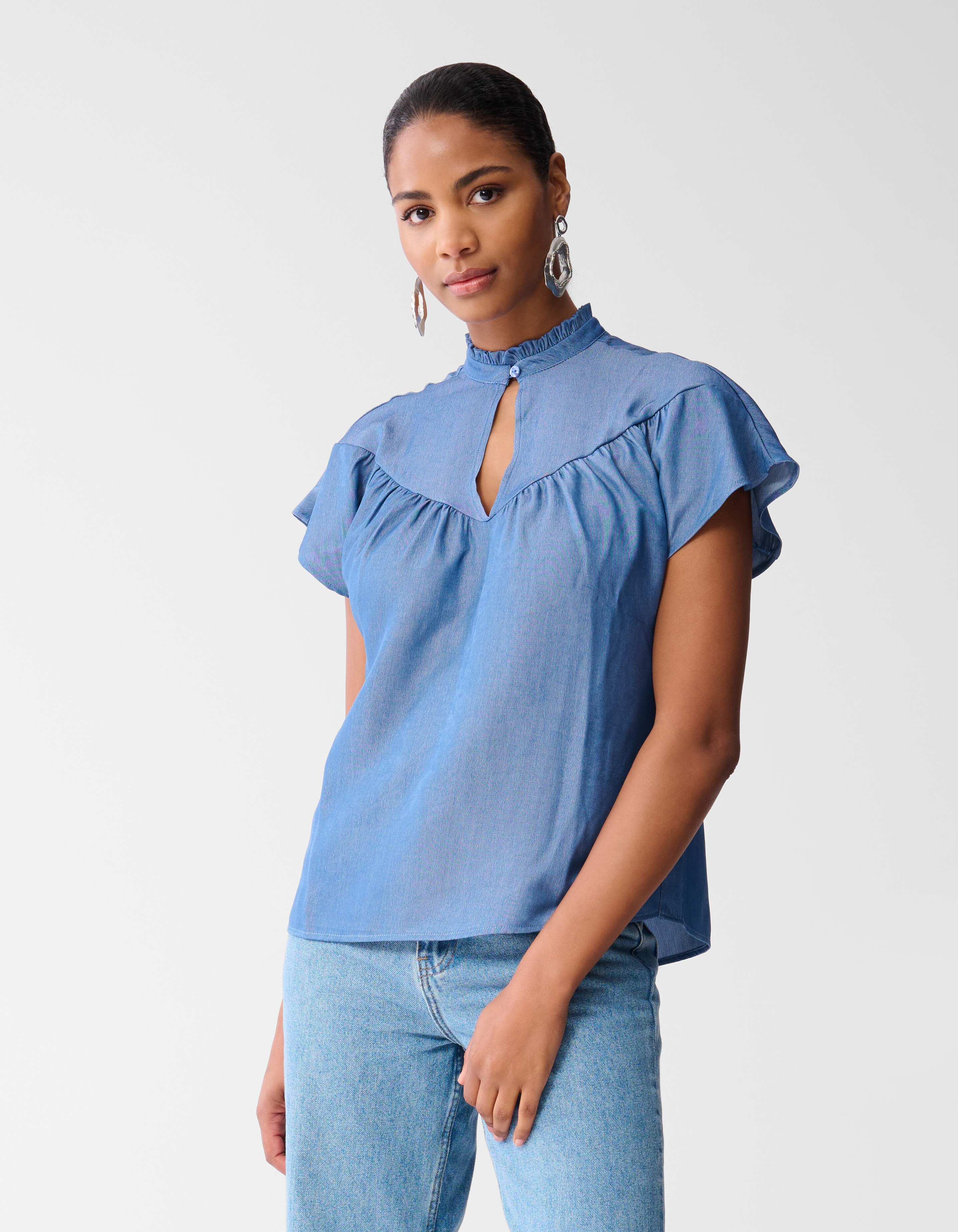 Rüschen-Top Blau SHOEBY WOMEN