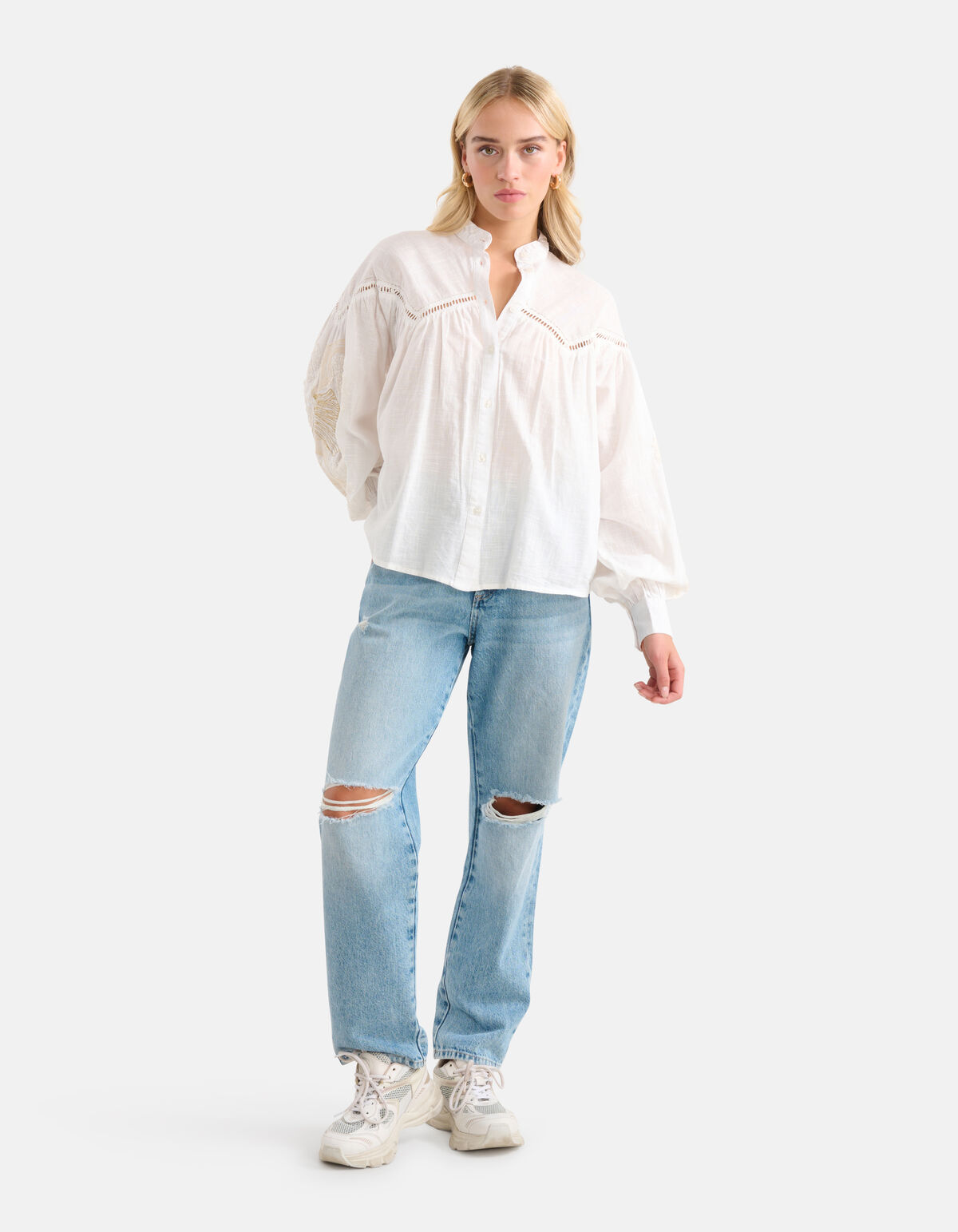 Bluse mit Stickerei und Pailletten Off White SHOEBY WOMEN