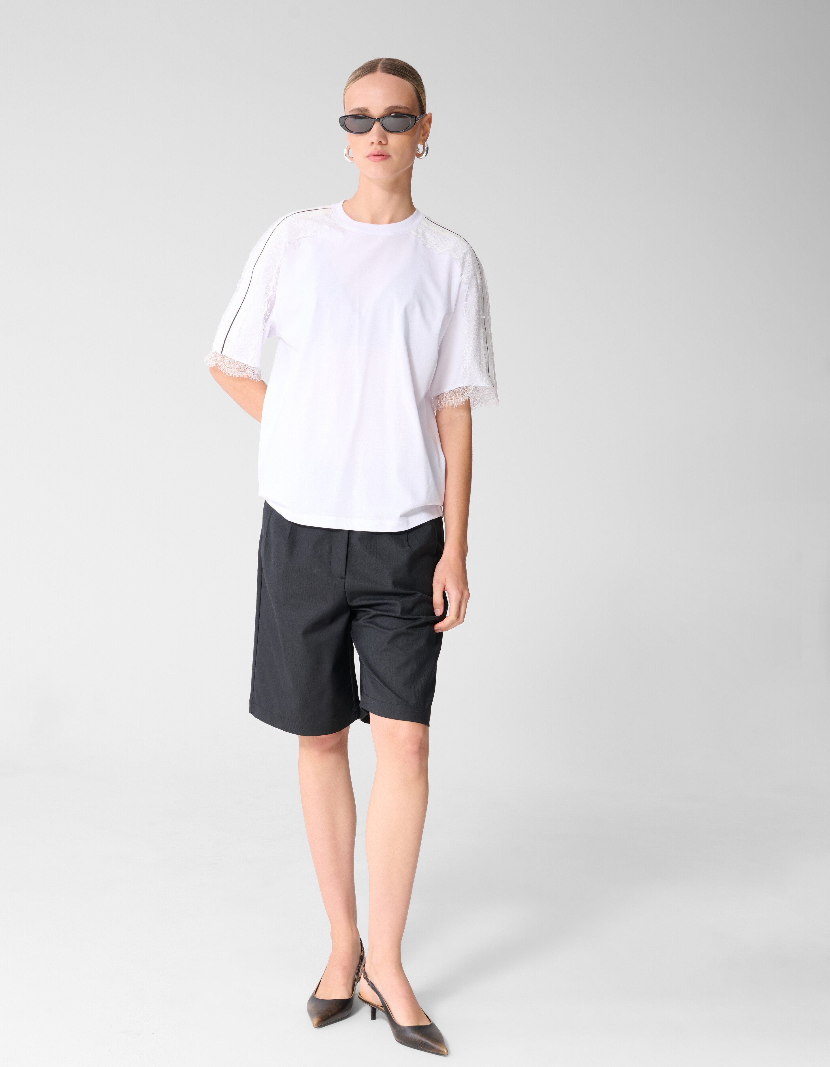 Kanten T-Shirt Wei&szlig; SHOEBY WOMEN