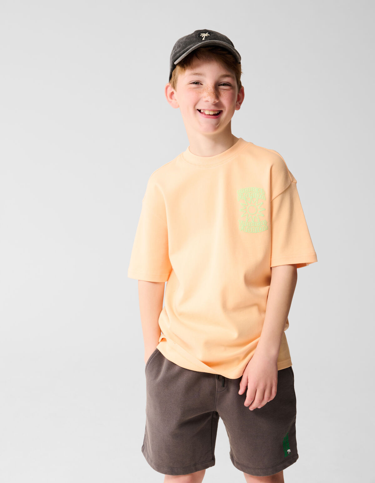 Tropisches Kunstwerk T-shirt Hell Orange SHOEBY BOYS