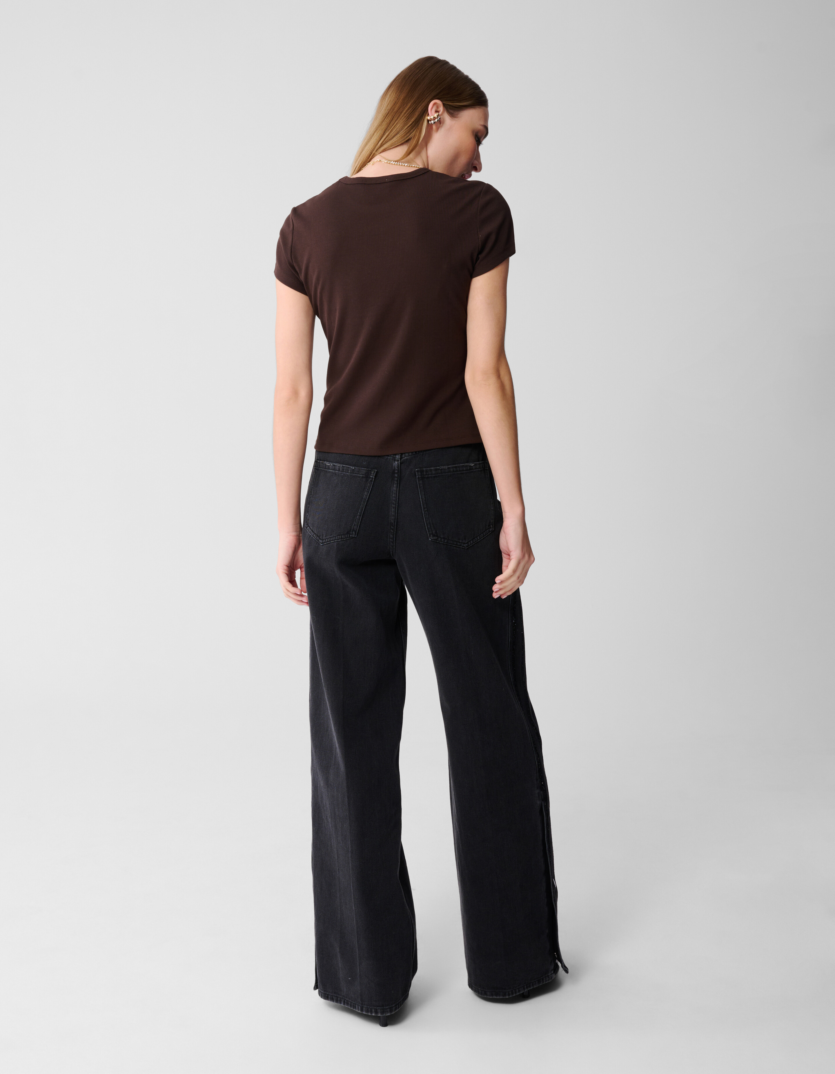 Geripptes T-Shirt Braun SHOEBY WOMEN