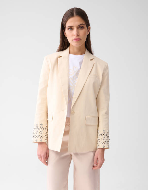 Embroidery Blazer Off White SHOEBY WOMEN