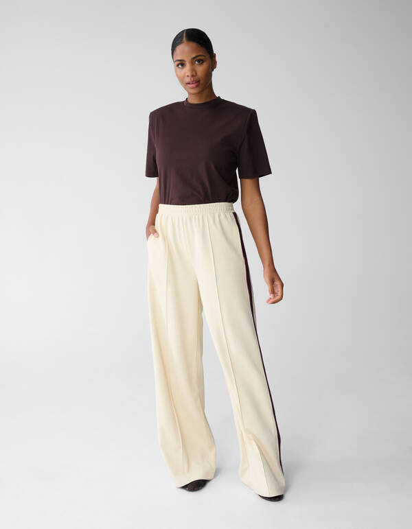 Tape Wide Leg Hose Gebrochenes Weiß SHOEBY WOMEN