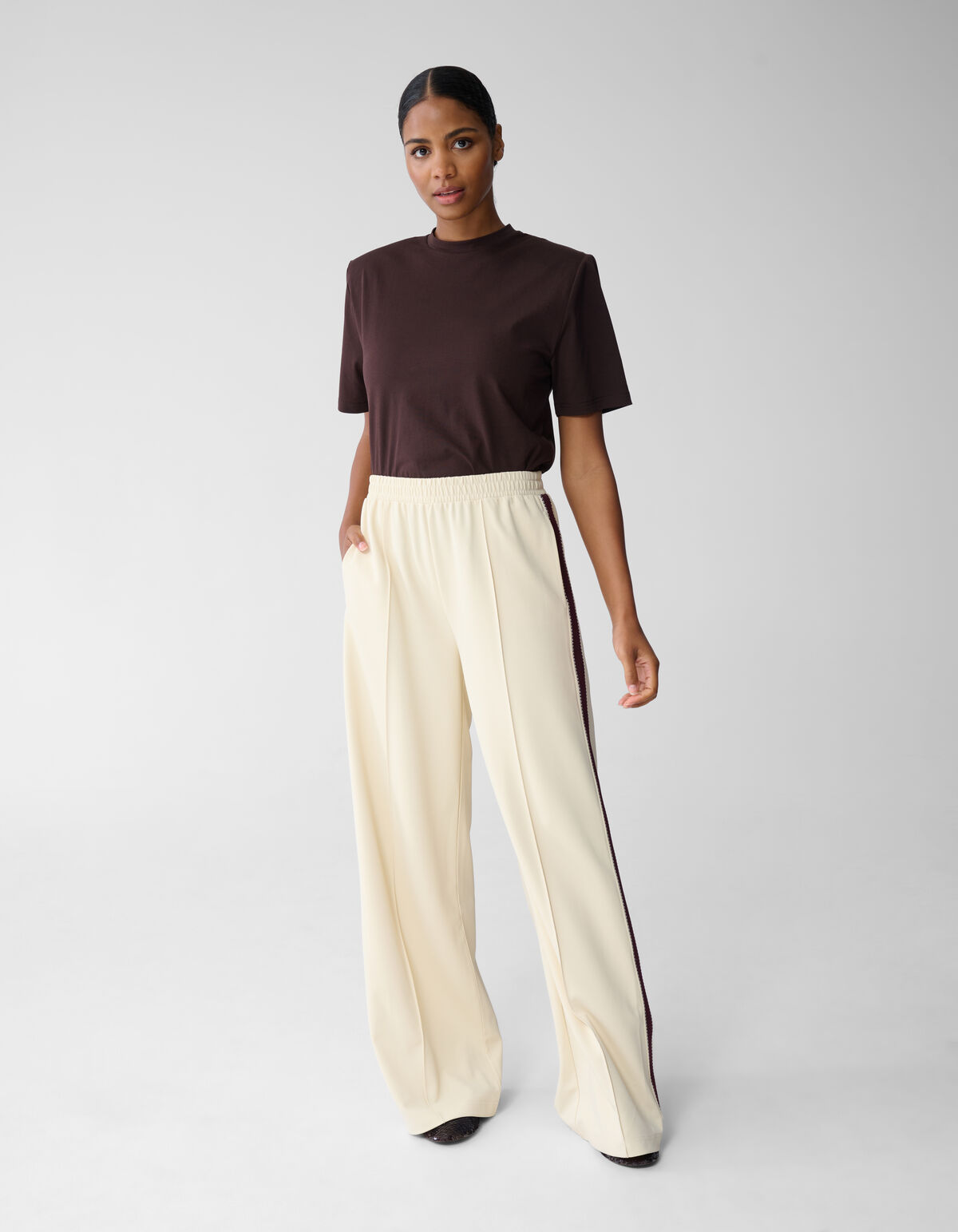 Tape Wide Leg Hose Gebrochenes Weiß SHOEBY WOMEN
