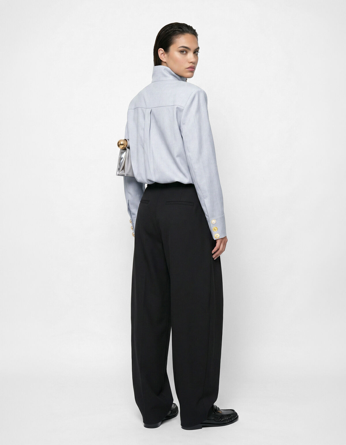 Bluse mit ausgefallenen Kn&ouml;pfen Grau SHOEBY WOMEN