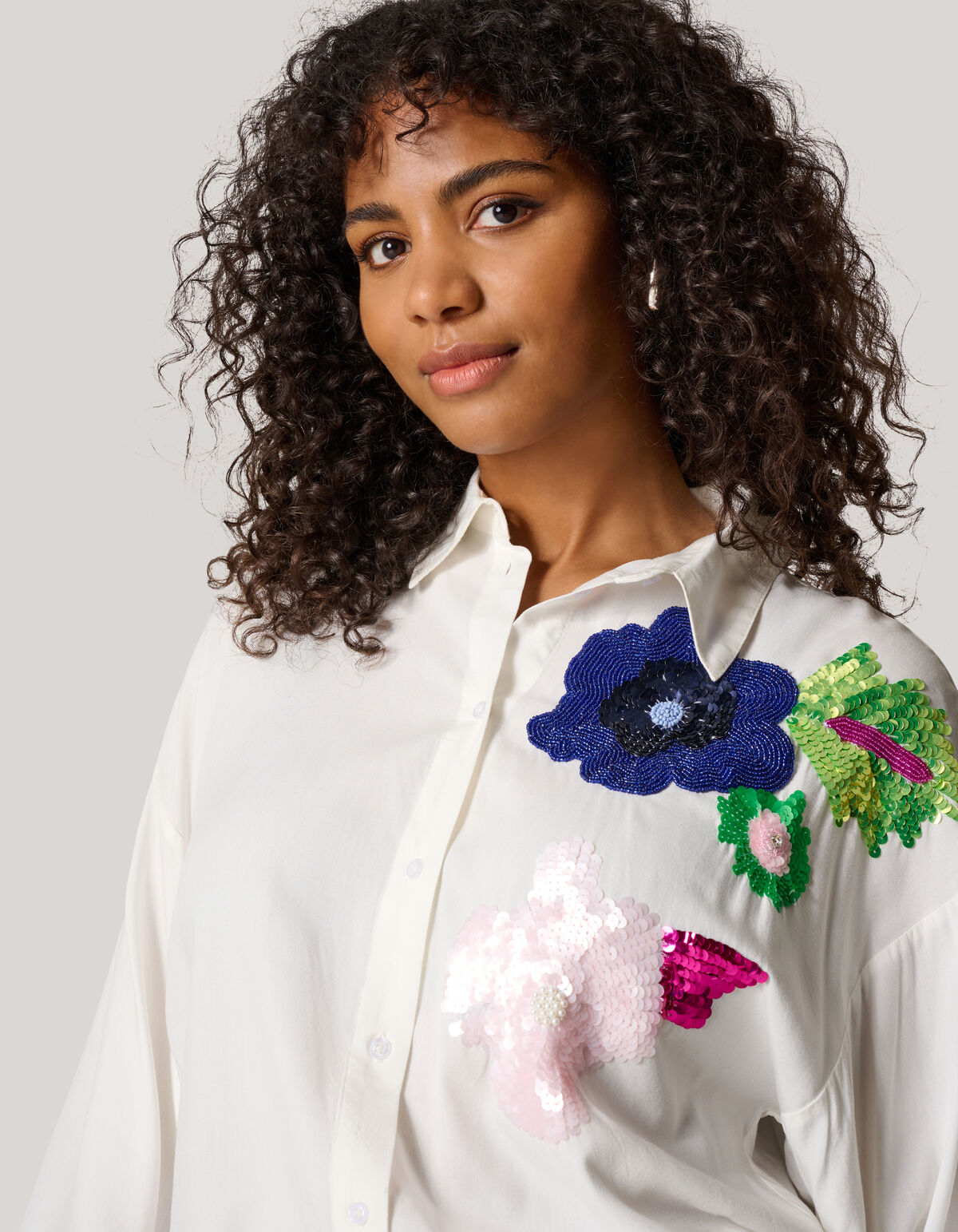 Paillettenbluse Wei&szlig; SHOEBY WOMEN