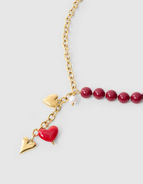 Perlenanhänger-Halskette, Dunkelrot SHOEBY ACCESSOIRES