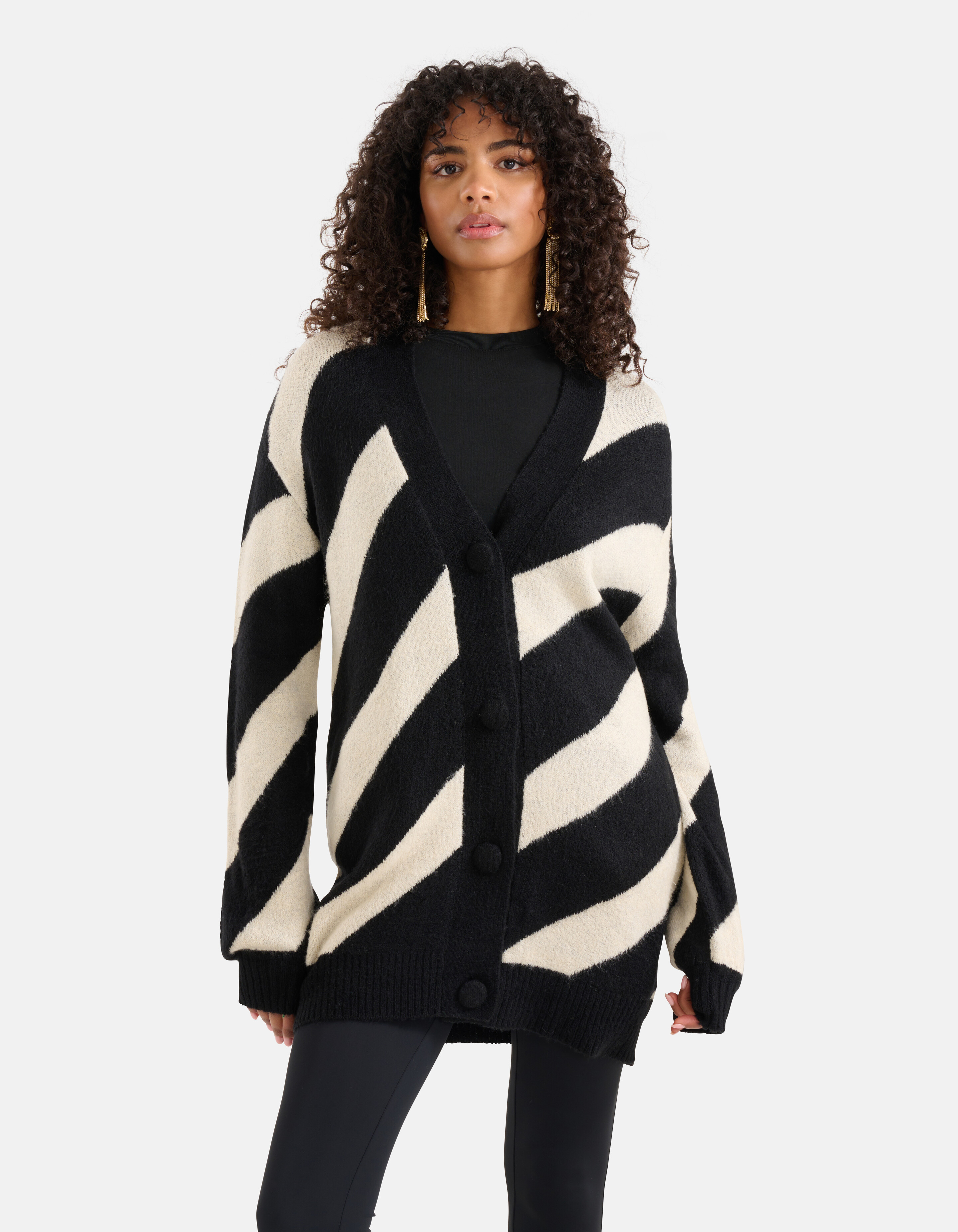 Gestreifte Strickjacke Schwarz SHOEBY WOMEN