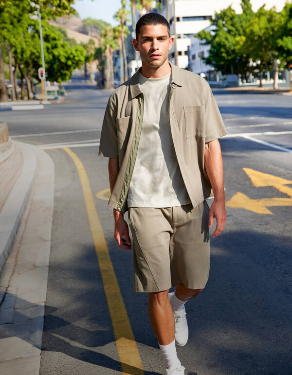 Struktur Zipper Overshirt Khaki SHOEBY MEN