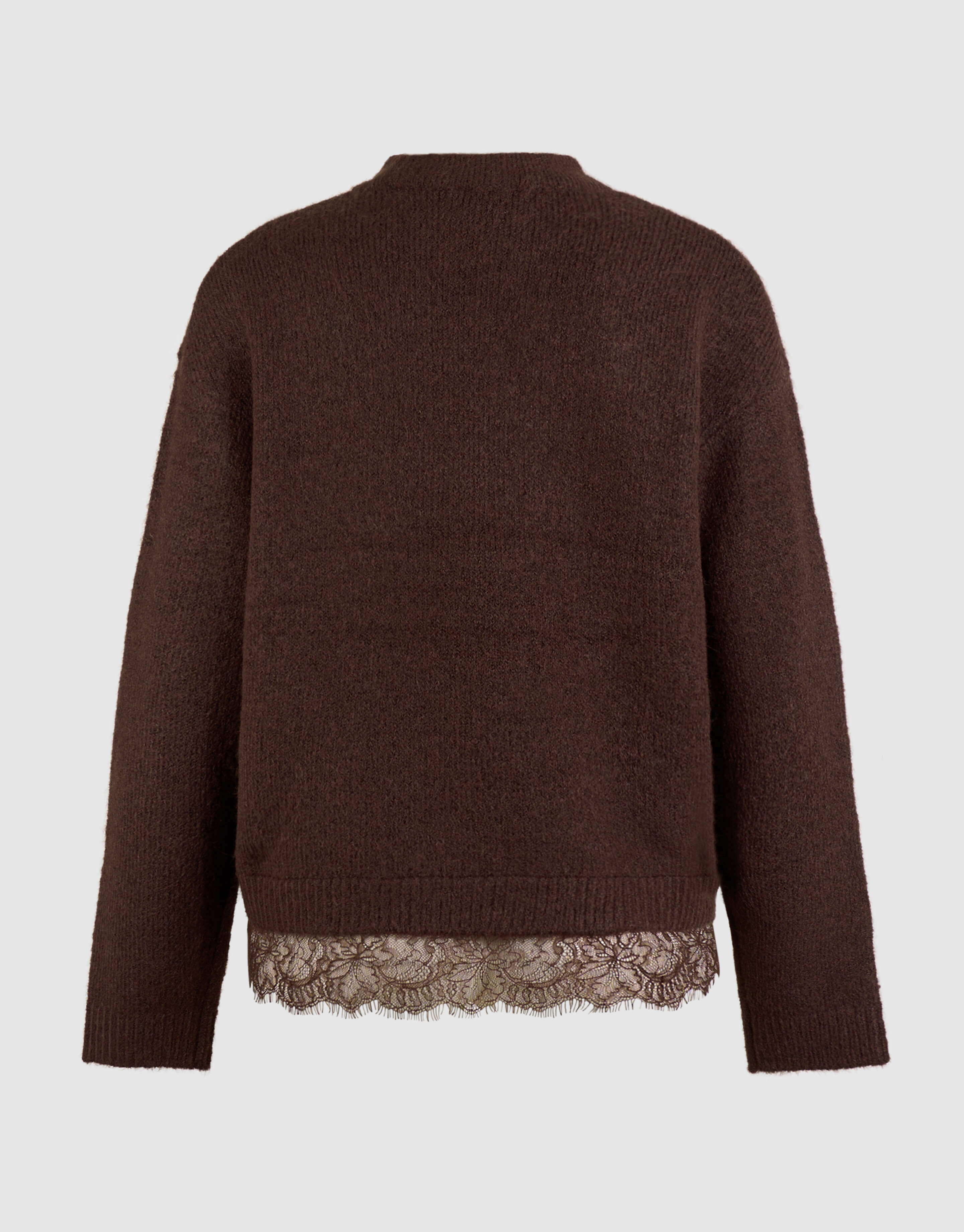 Strickpullover mit Spitzenbesatz dunkelbraun SHOEBY WOMEN