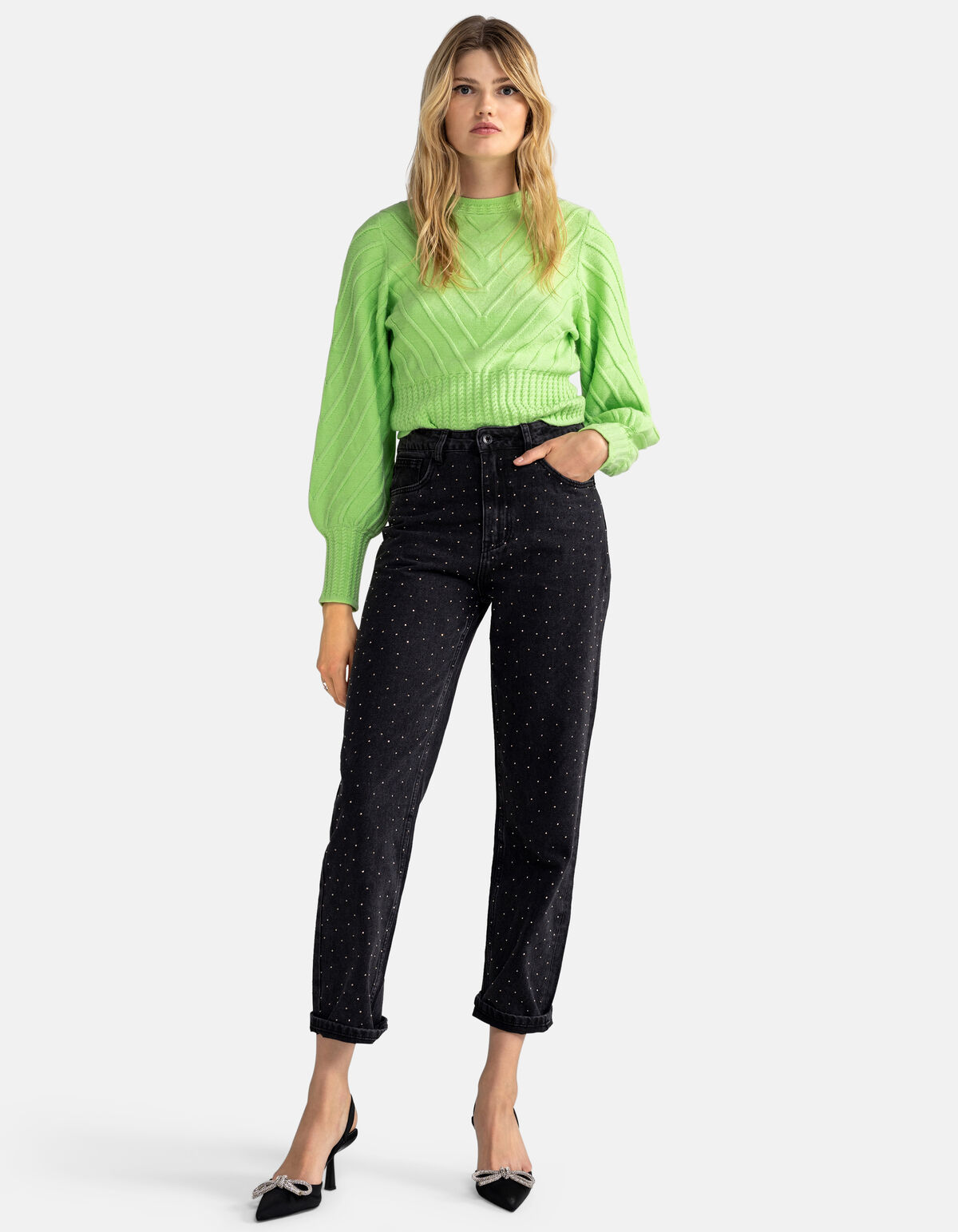 Diagonaler Pullover Lime Green SHOEBY WOMEN