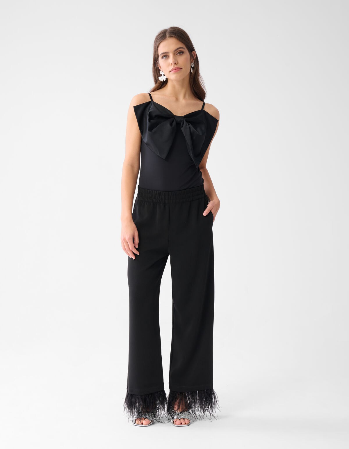 Federhose mit weitem Bein Schwarz SHOEBY WOMEN