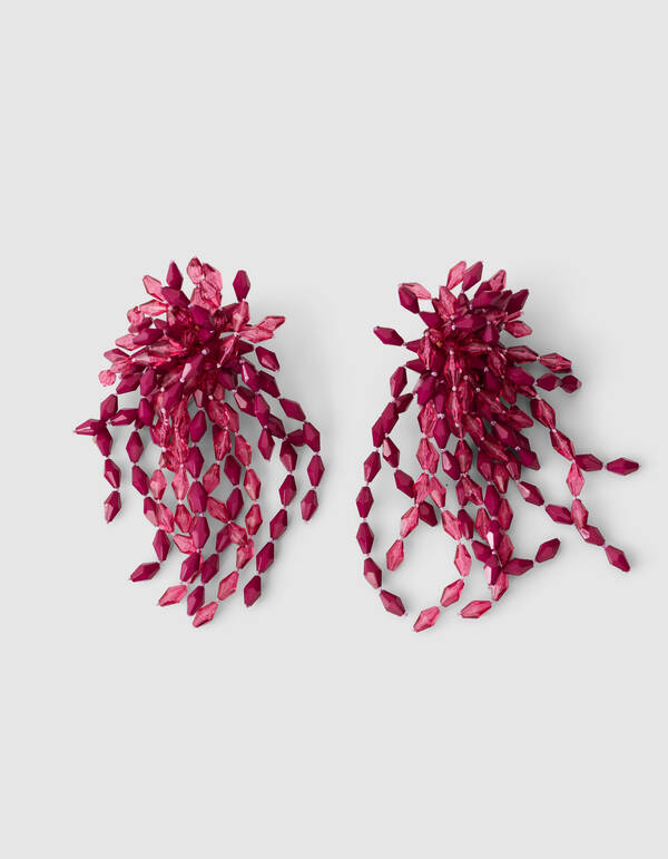 Beaded Wasserfall Ohrringe Dunkelrosa SHOEBY ACCESSOIRES