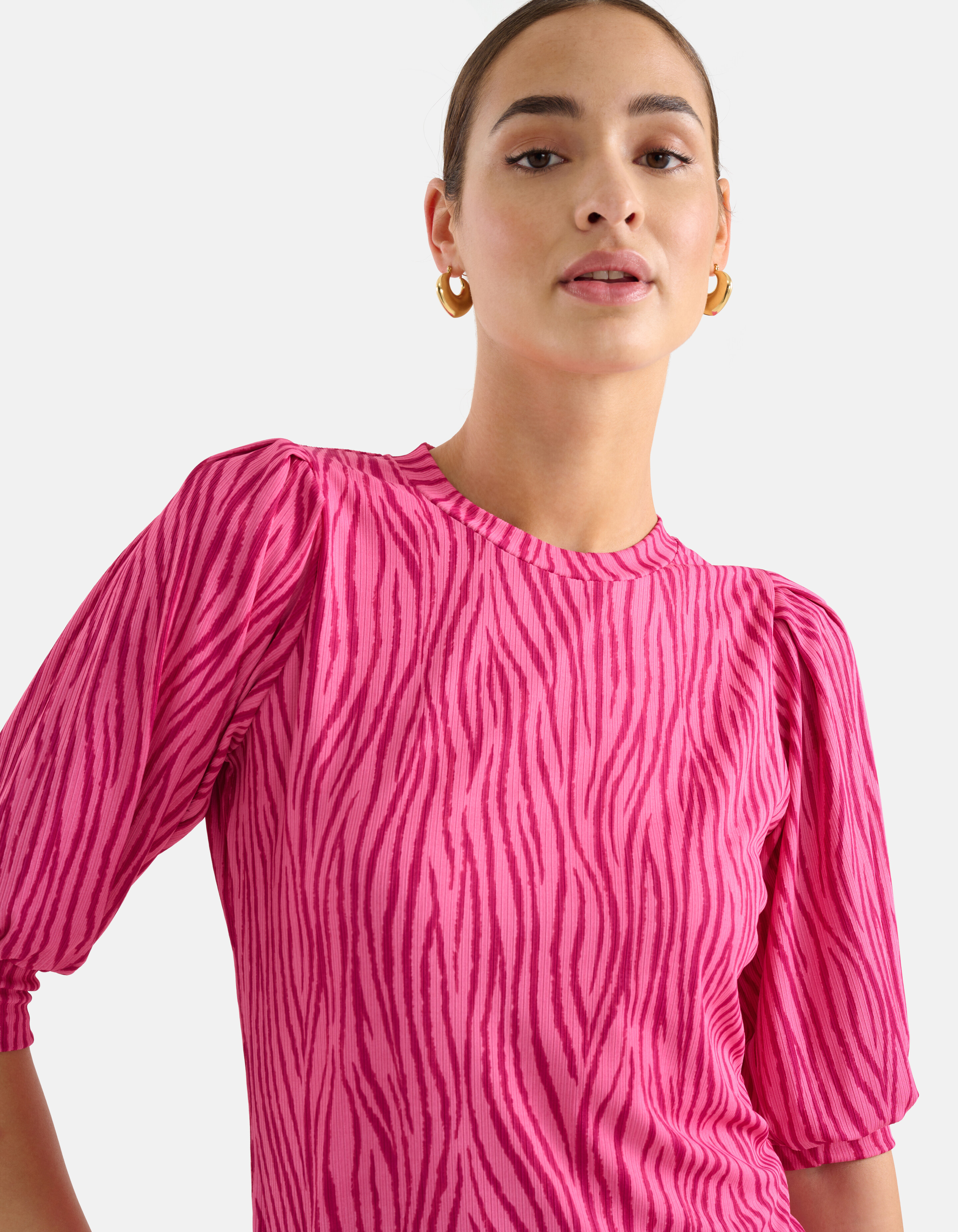 Zebra-Print Rippen-Top Rosa SHOEBY WOMEN