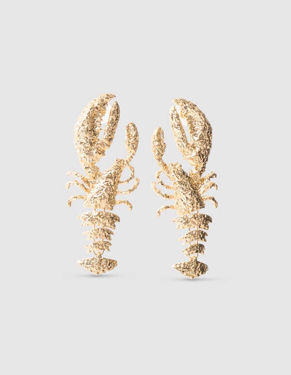 Statement-Ohrringe mit Hummermotiv in Gold SHOEBY ACCESSOIRES
