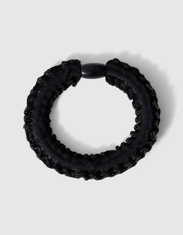 Kleines Haargummi mit R&uuml;schen Schwarz SHOEBY ACCESSOIRES