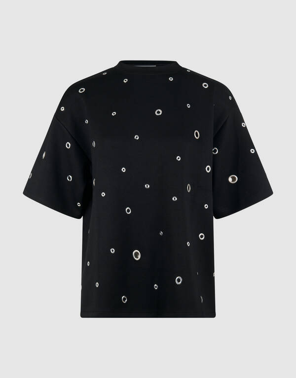 &Uuml;berdimensionales Sweatshirt mit &Ouml;sen Schwarz SHOEBY WOMEN