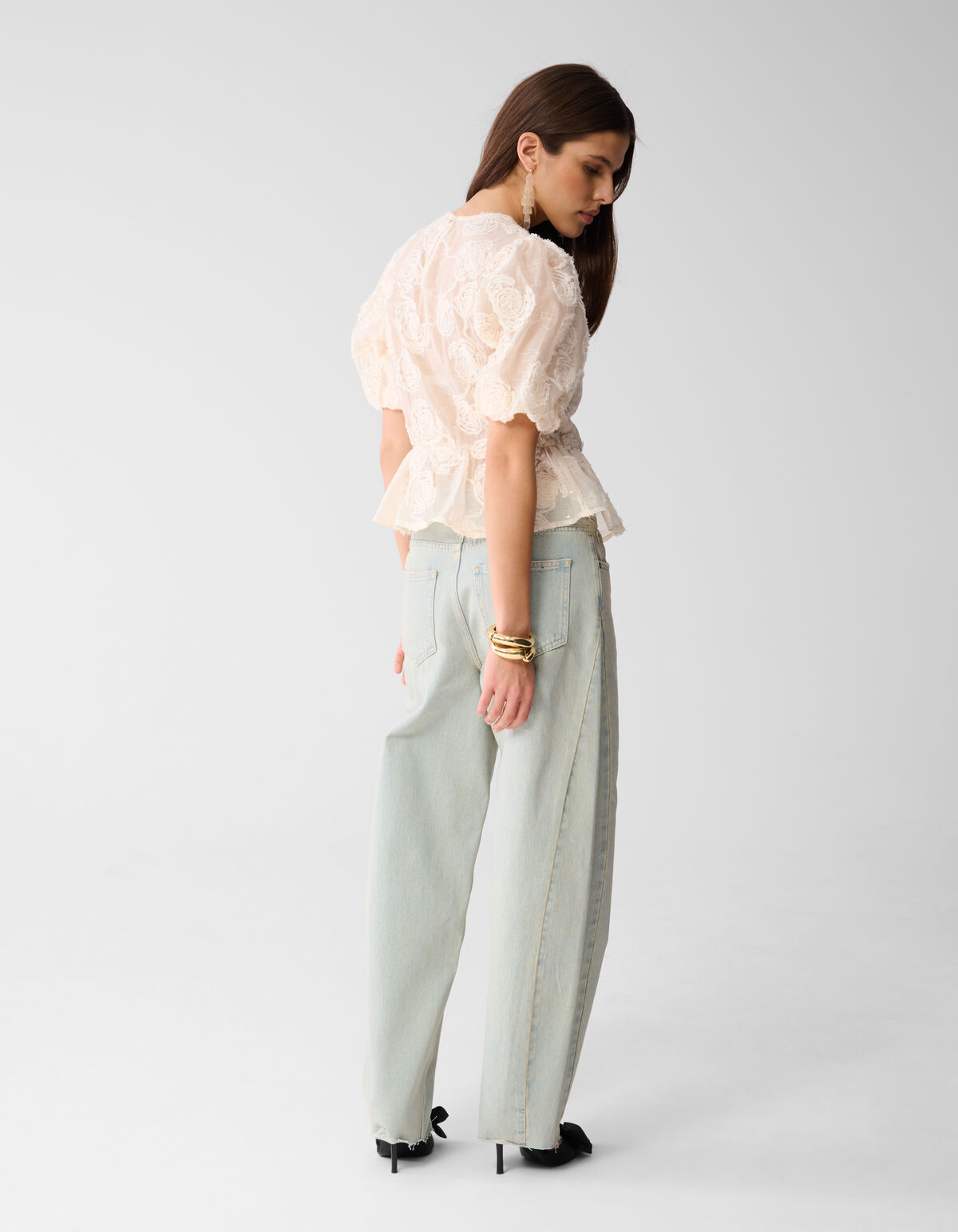 Geblümtes Pailletten-Top Off White SHOEBY WOMEN