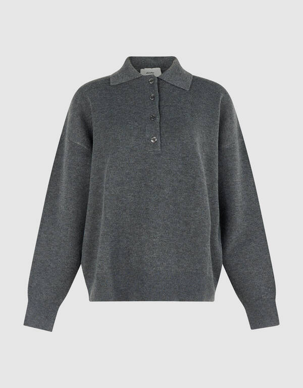 Oversized Polo Pullover grau SHOEBY WOMEN
