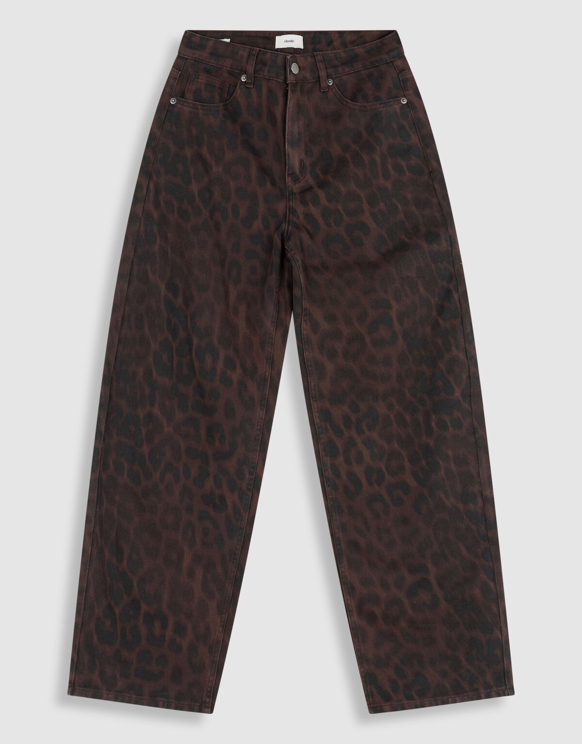 Leopard Print Baggy Fit Jeans Donkerbruin SHOEBY WOMEN