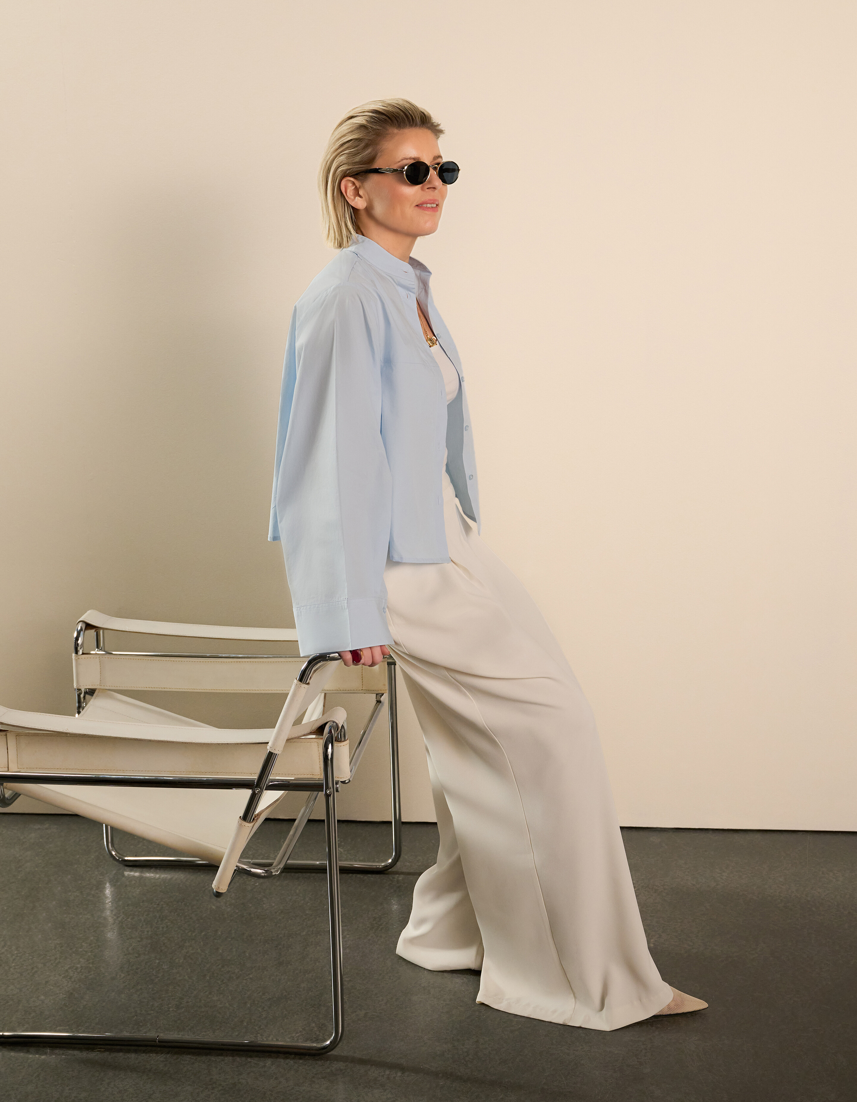 Krepphose mit weitem Bein Off White By Lonneke SHOEBY WOMEN