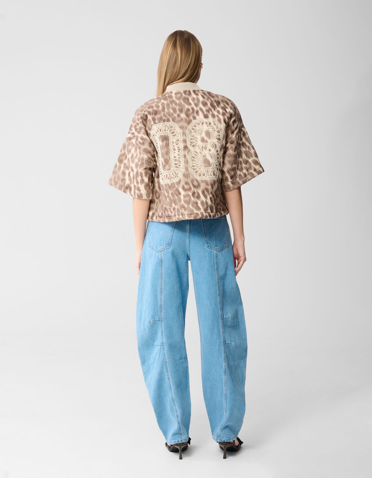 Kurzärmelige Bomberjacke mit Leopardenmuster Hellb SHOEBY WOMEN