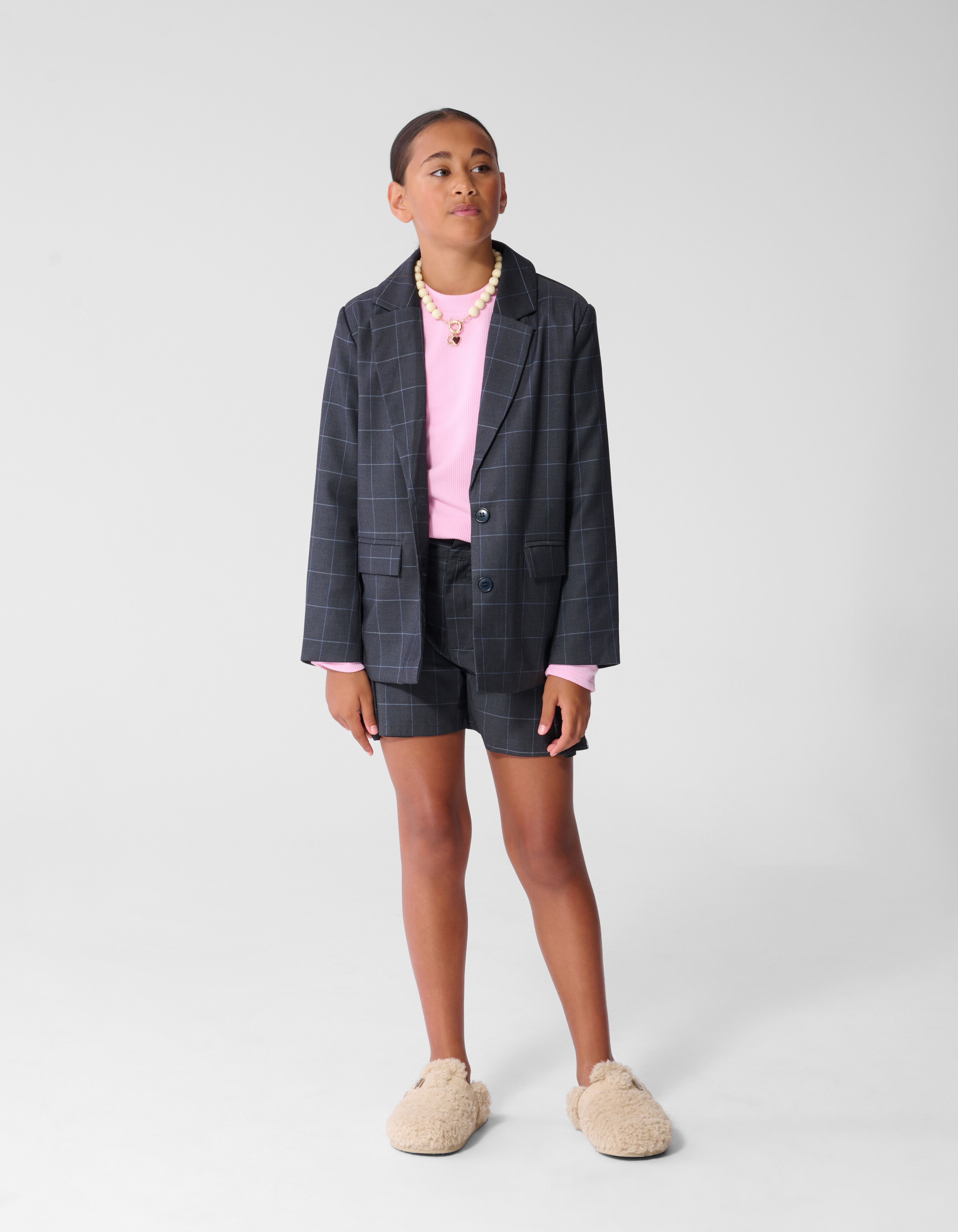 Karierte Plissee-Shorts dunkelgrau SHOEBY GIRLS